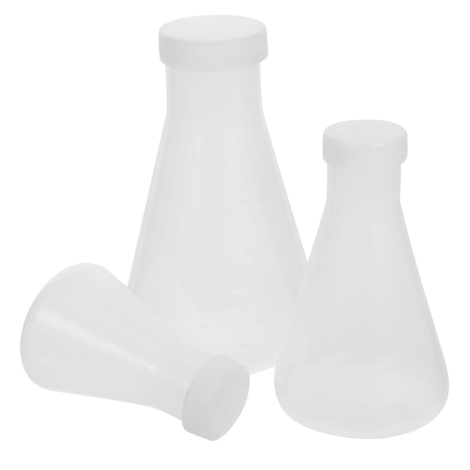 3pcs Plastic Erlenmeyer Flask Transparent Science Flask Practical Conical Flask