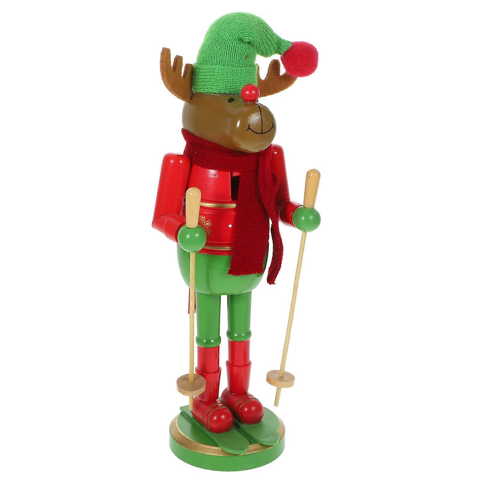 Nutcracker Decor Wooden Nutcracker for Christmas Skiing Style