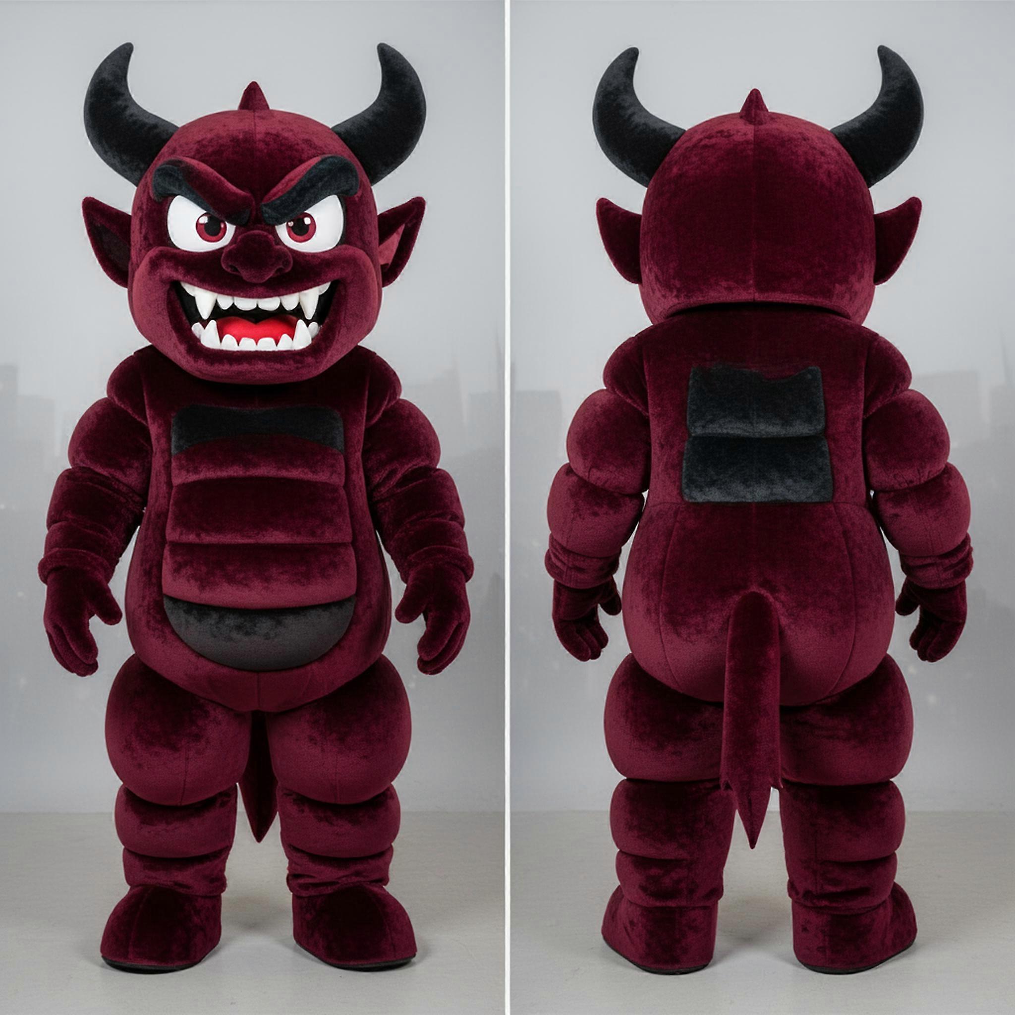 MASTICOT Maroon Horned Demon Mascot