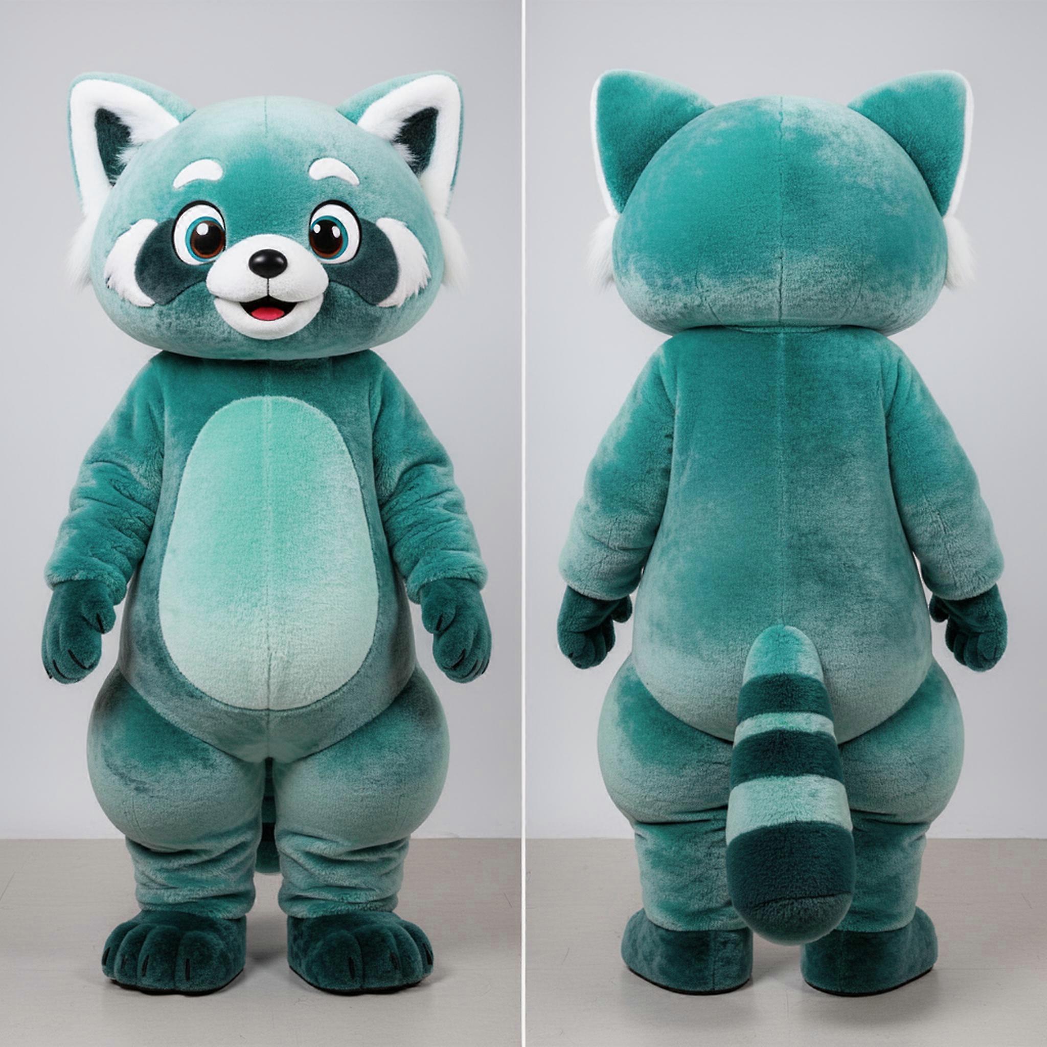 MASTICOT Teal Velvety Red Panda Mascot