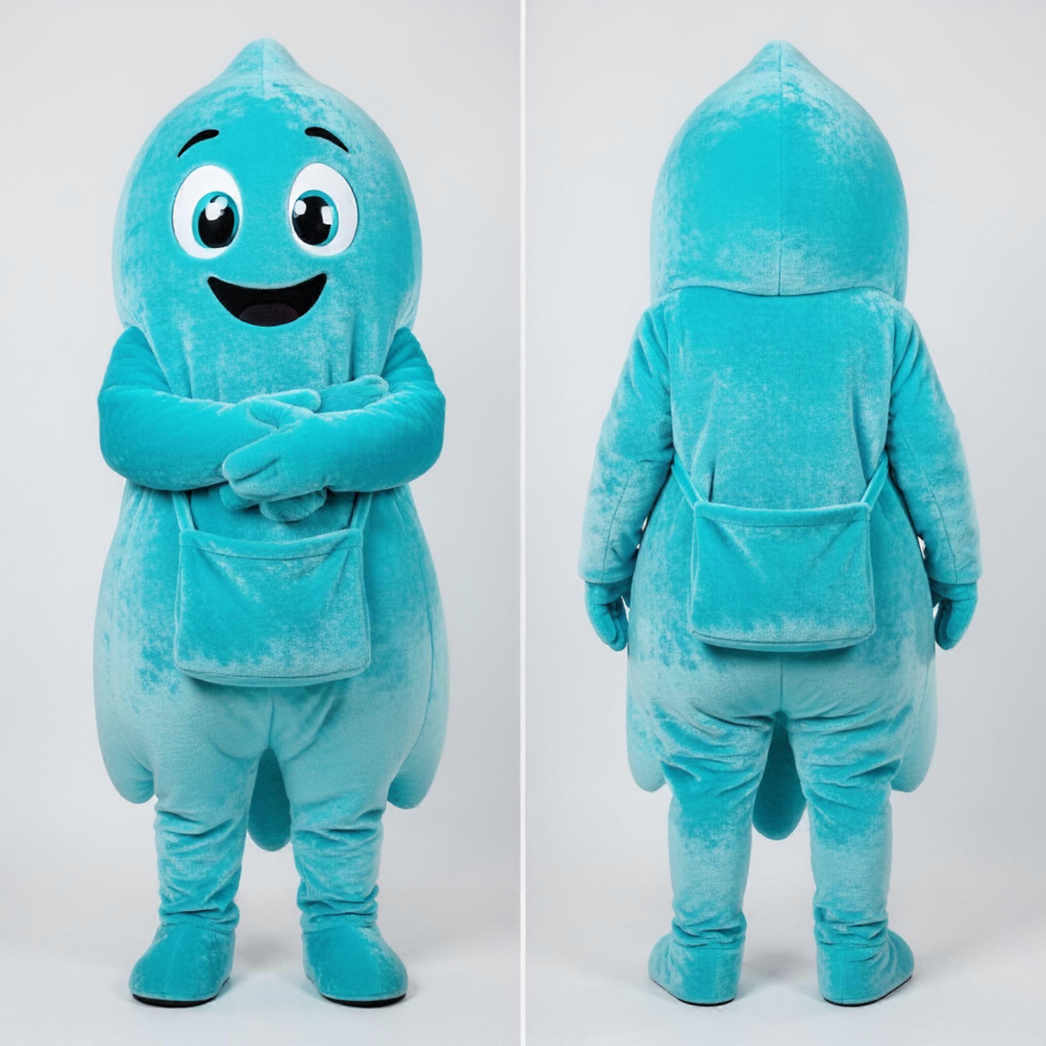 MASTICOT Cyan Velvety Cartoon Ghost Mascot