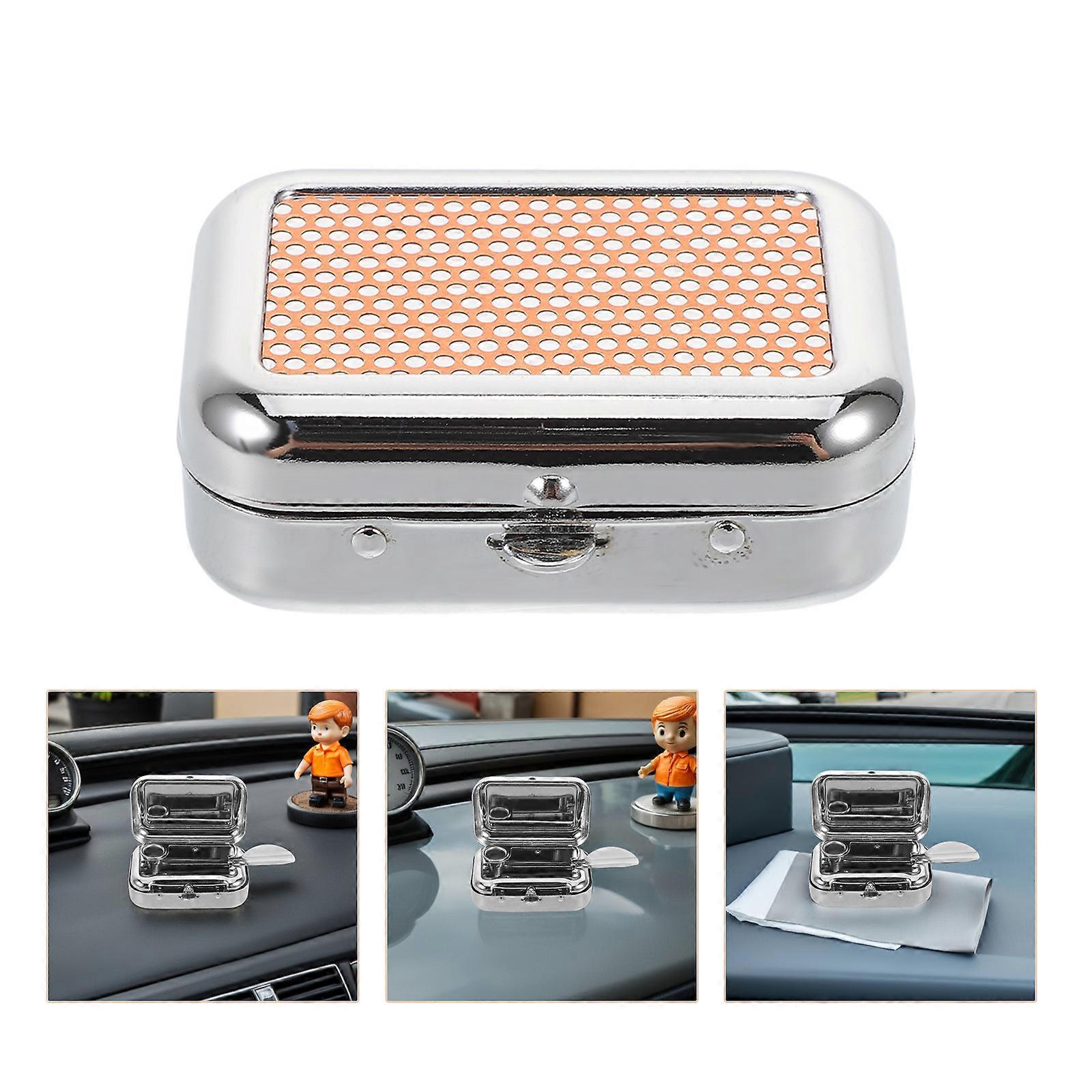 Portable Orange Rectangular Ashtray with Windproof Lid for Home 4Pcs