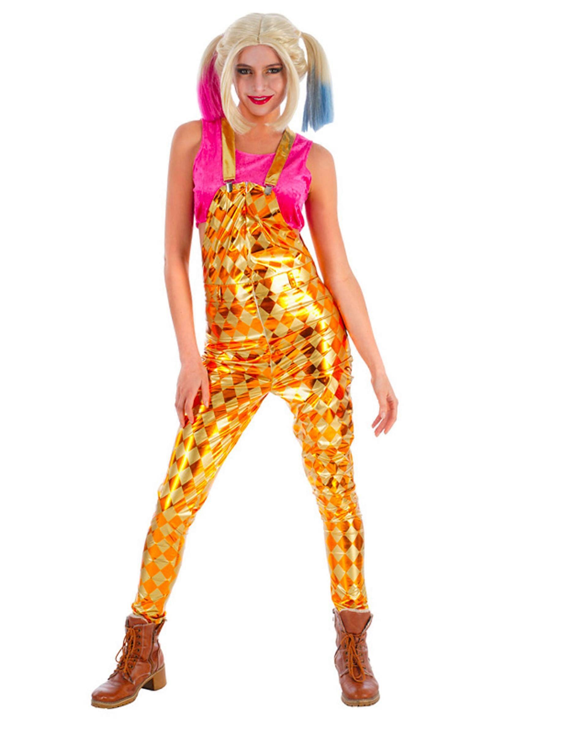 Women's diamond-patterned overalls costume