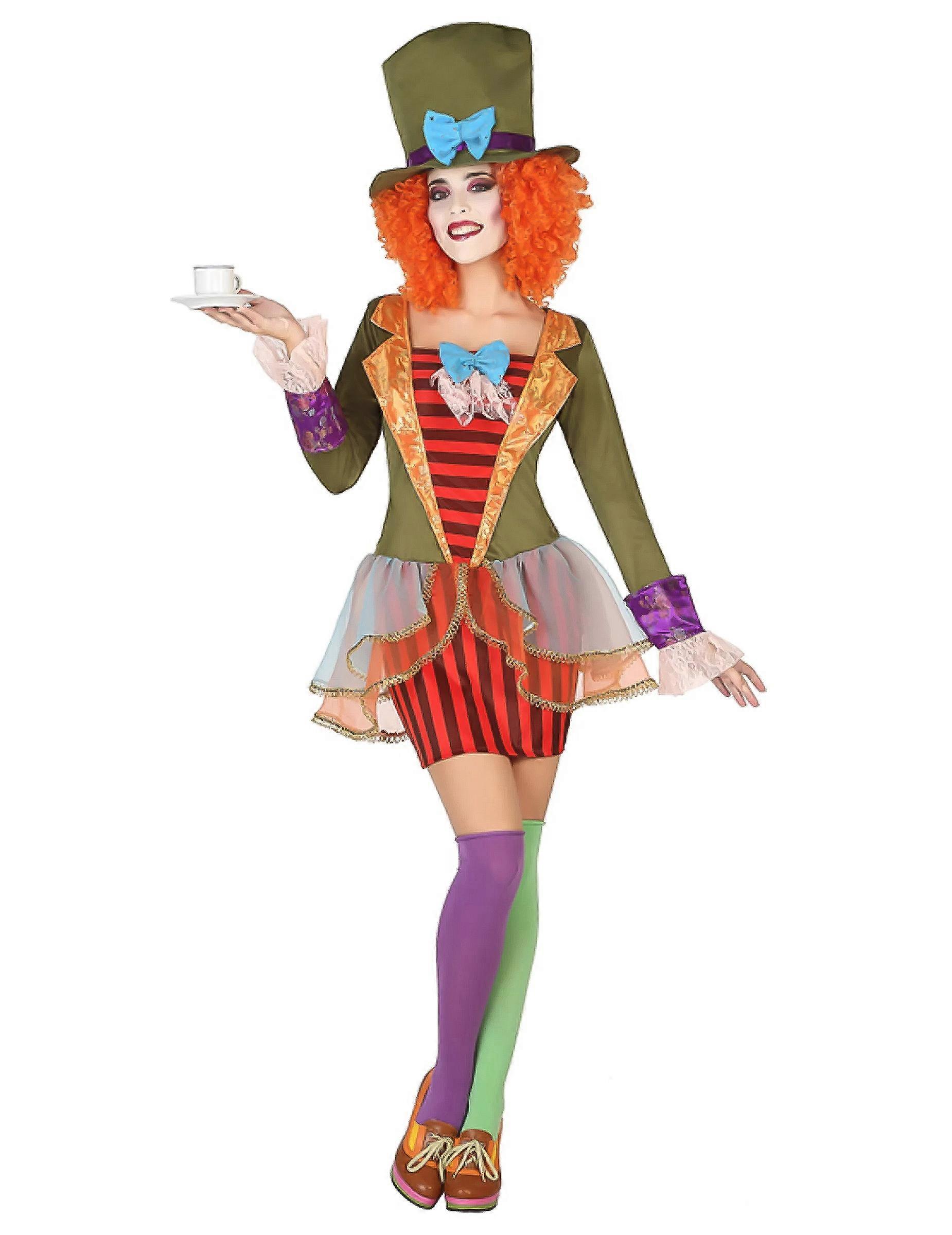 Women's striped hat maker costume