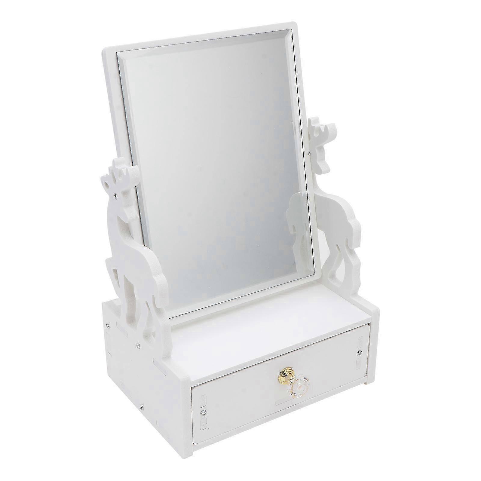 2 Pack Desktop Vanity Mirrors with Storage Drawer for Makeup