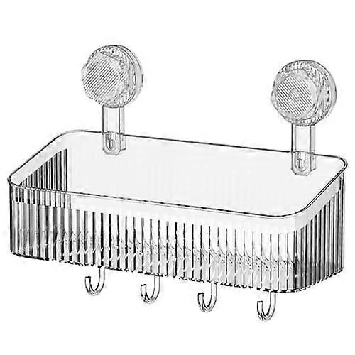 Bathroom Suction Cup Shelf Wall Mounted Shower Storage Rack with Powerful Suction and Tool Installation