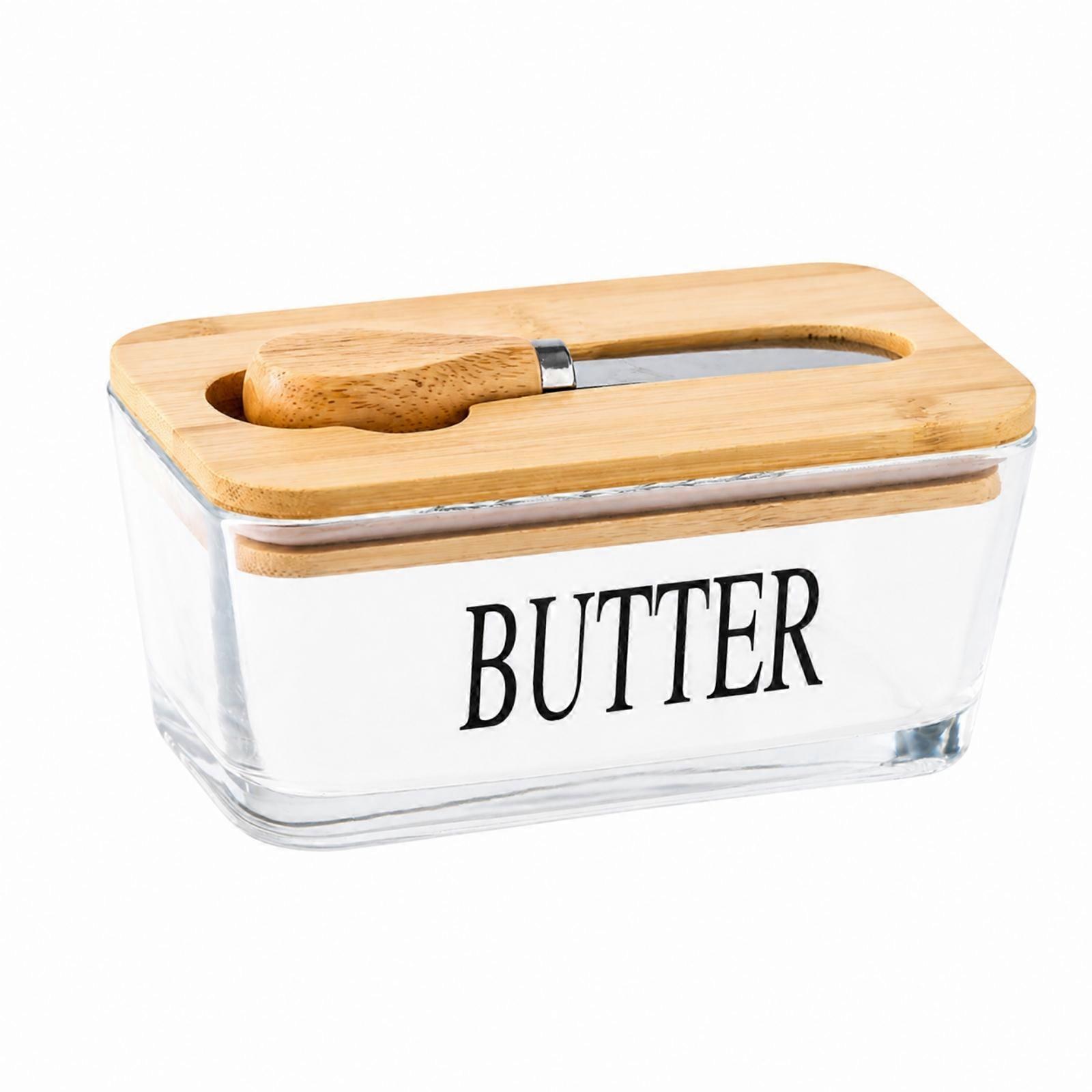 Rectangular Glass Butter Dish with Knife | space-saving-Saving Design, Butter