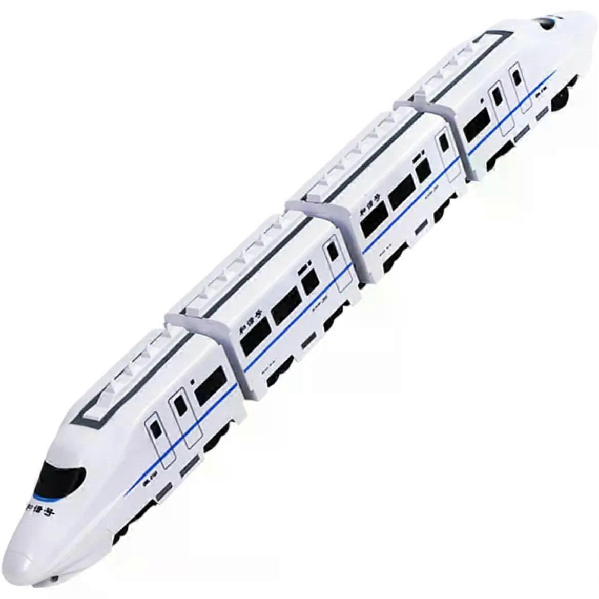 Electric Train Set for Toddlers with Obstacle Avoidance, White Plastic Toy