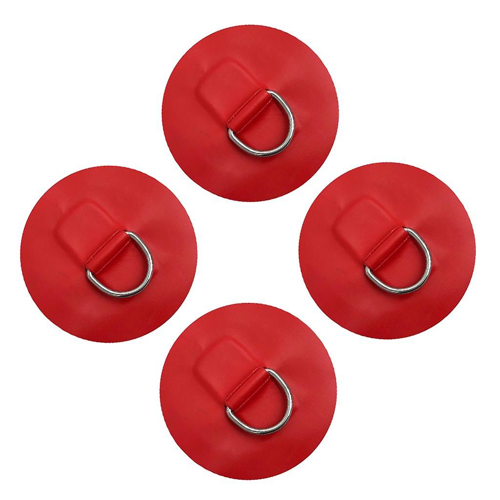 4 Pieces D-ring Pad Patch for Inflatable Boat Raft Dinghy Kayak Red