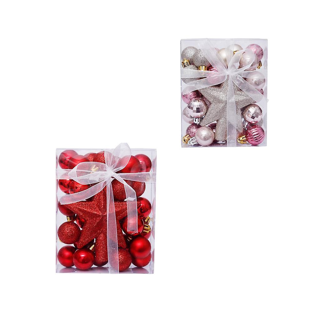2 kasser med julepynt 3cm julekugler stjernegavesæt til ophængning af juletræet B Pxcl