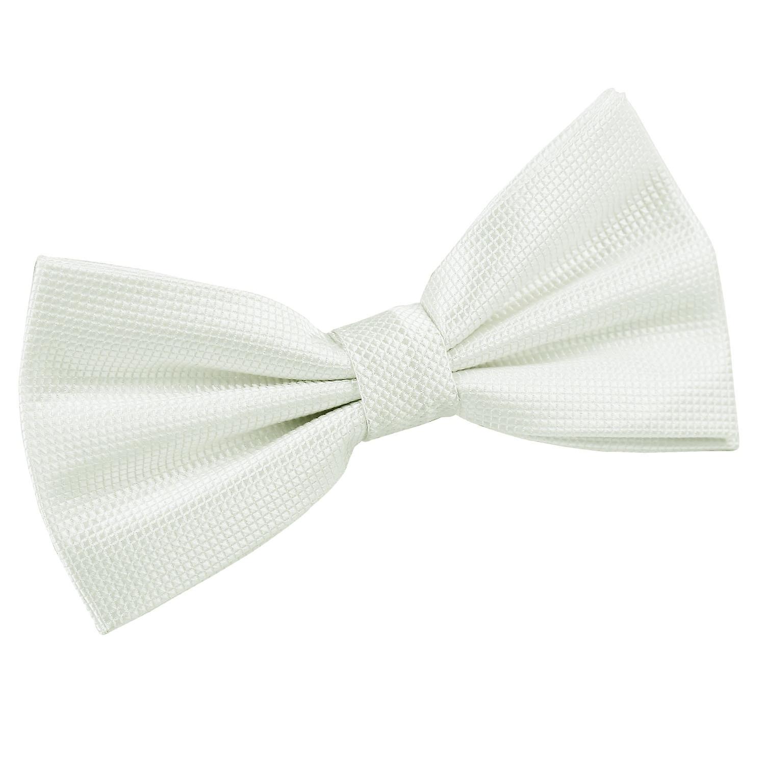 White Solid Check Pre-Tied Bow Tie