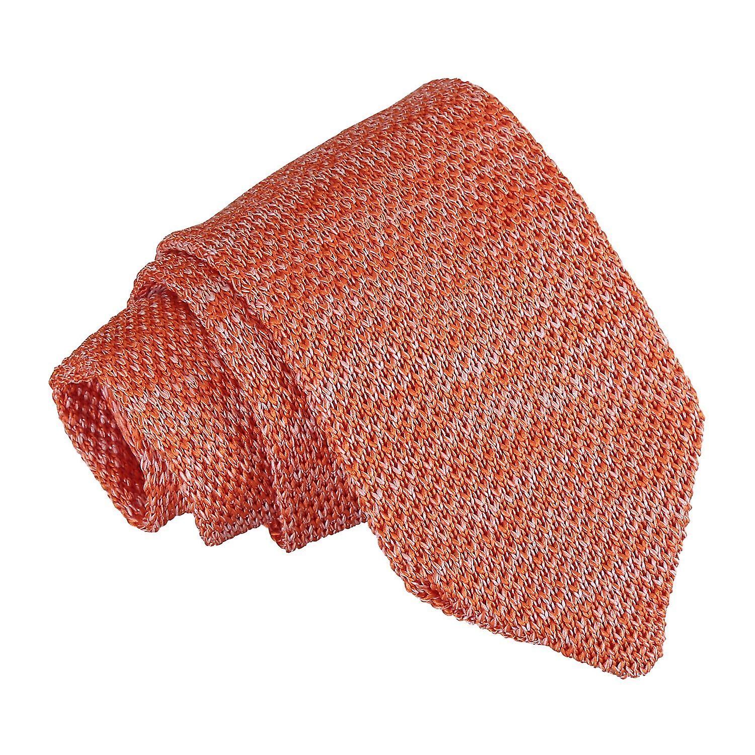 Orange Melange Plain Speckled Knitted Slim Tie