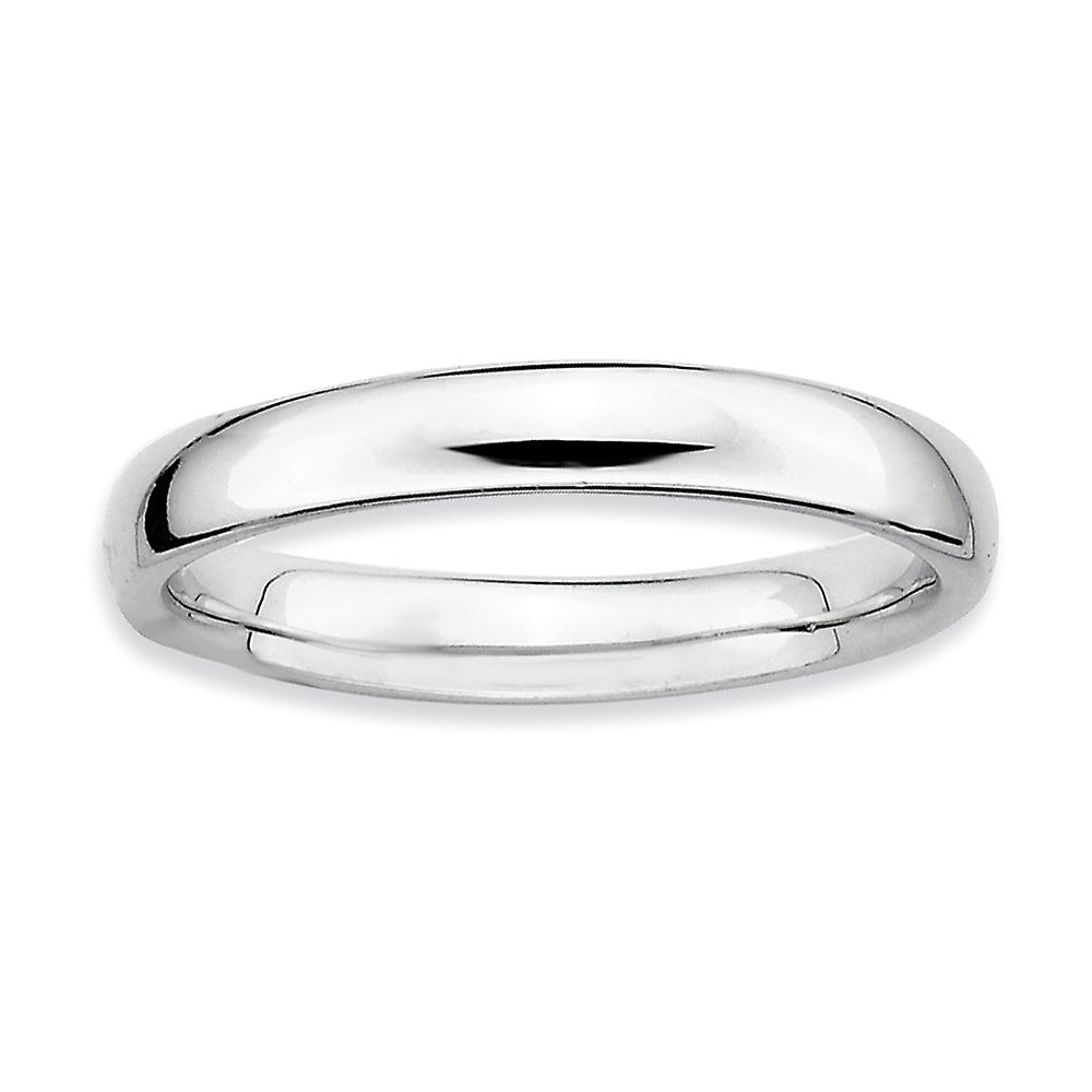 925 Sterling Silver Stackable Rhodium Polished Ring Stackable Ring for Women - Ring Size: 5 to 10
