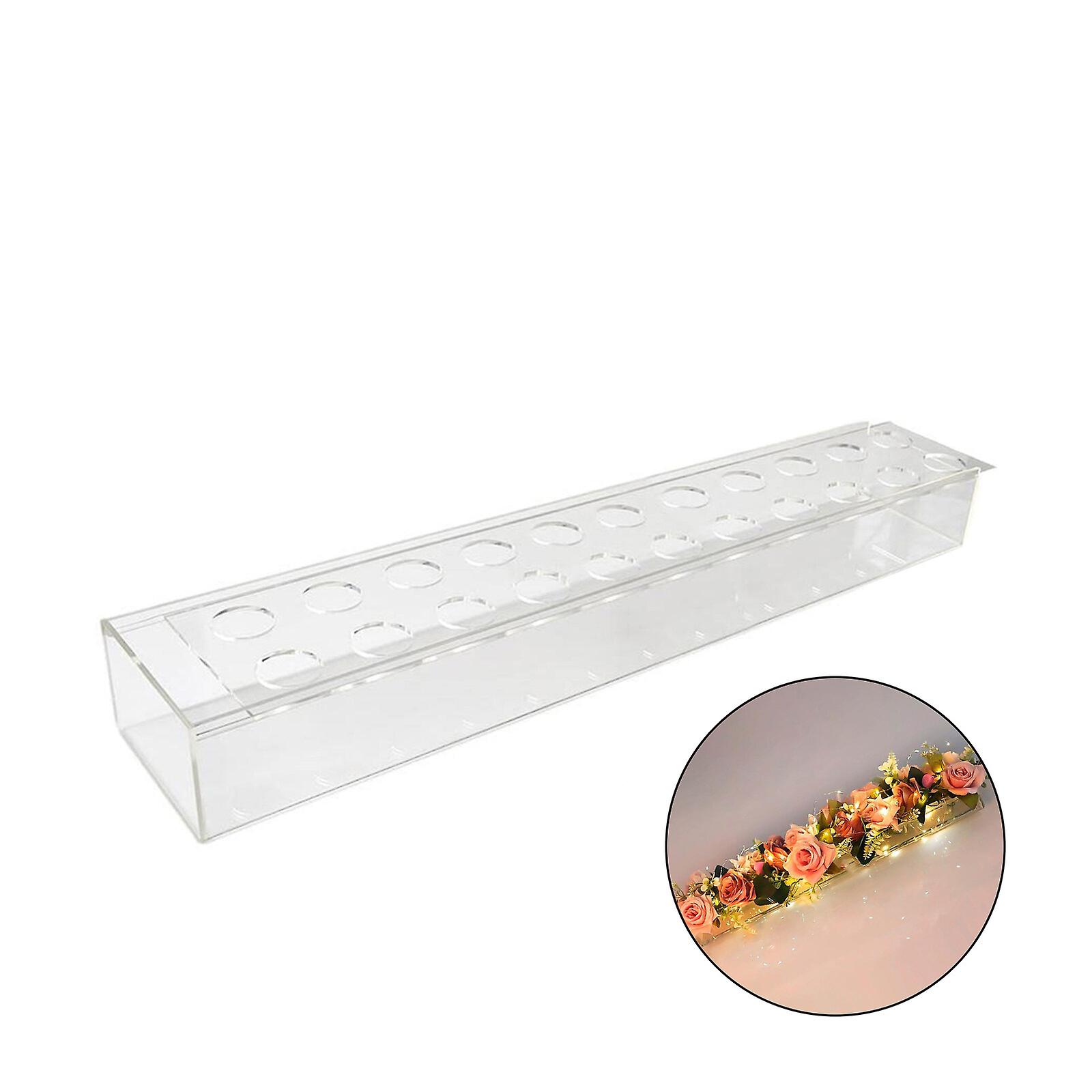 واضح الاكريليك زهرة زهرية مستطيلة الأزهار المركزية لطاولة الطعام، مع الضوء