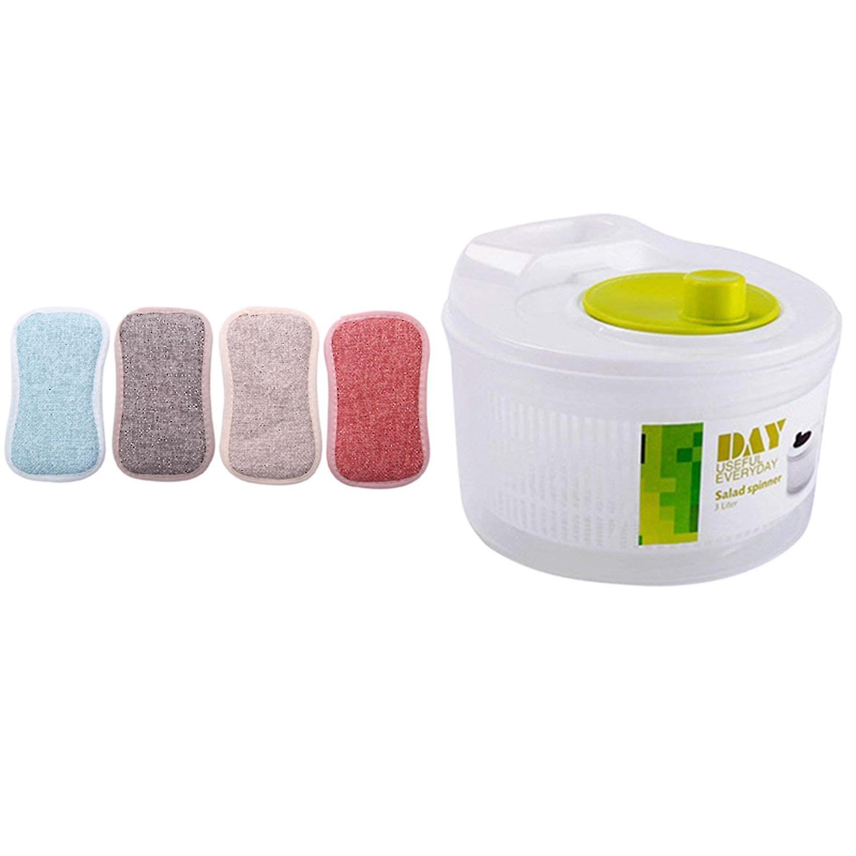Microfiber Double-sided Dish Scrub Sponge, 4 Pack Washing Up Cleaner