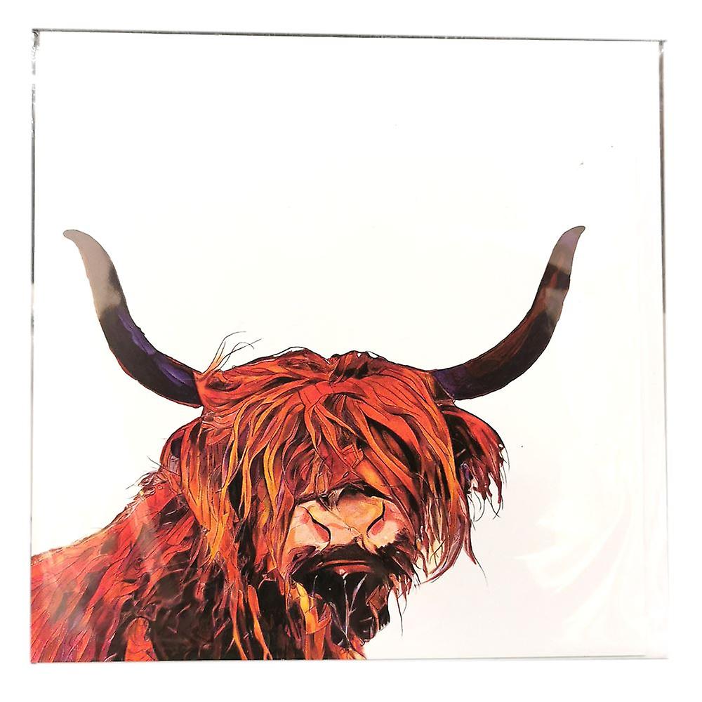 "May of Spean Bridge" Highland Cow Blank Greeting Card by Nick Field Art - SO1