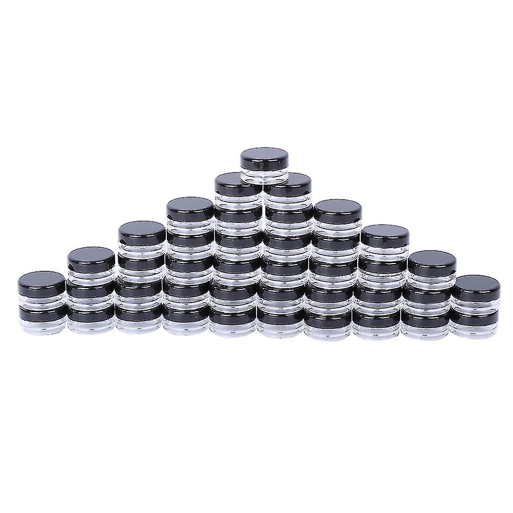50pcs 5g Empty Plastic Containers With Black Lids, Tiny Makeup Sample Containers, Small Pot Jars Clear Round