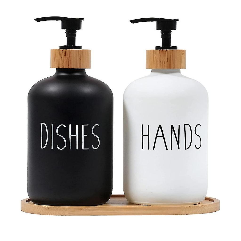 500ml Soap Dispenser With Bamboo Pump Kitchen Bathroom Refillable Empty Bottle