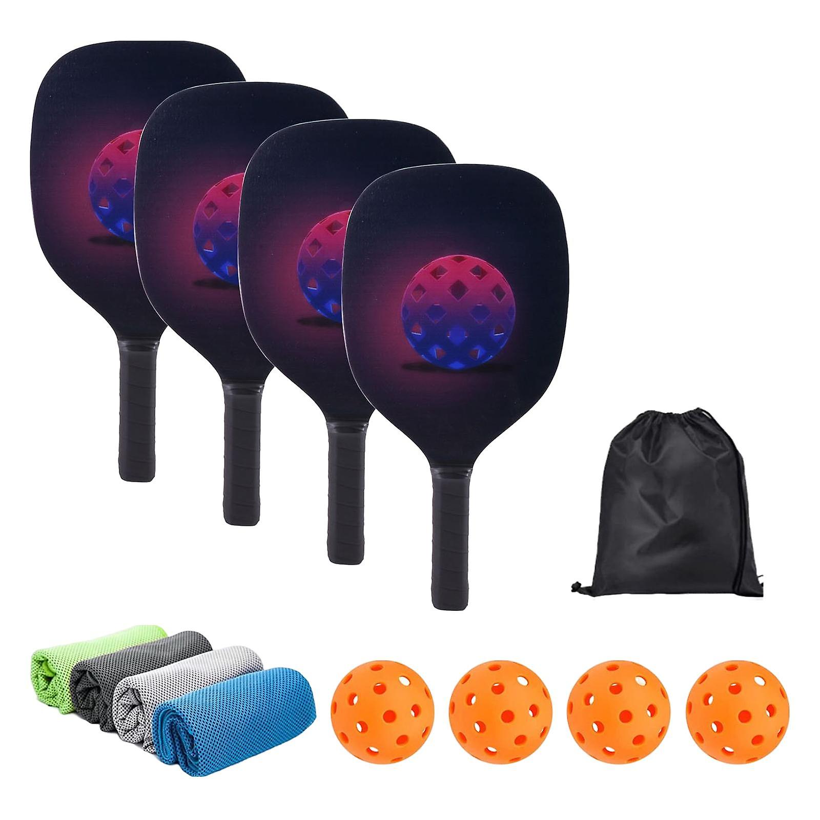 مجموعة مجاذيف Pickleball مضارب حقيبة تخزين قبضة مريحة للنساء في الأماكن المغلقة للرجال 4 مجموعة مضرب