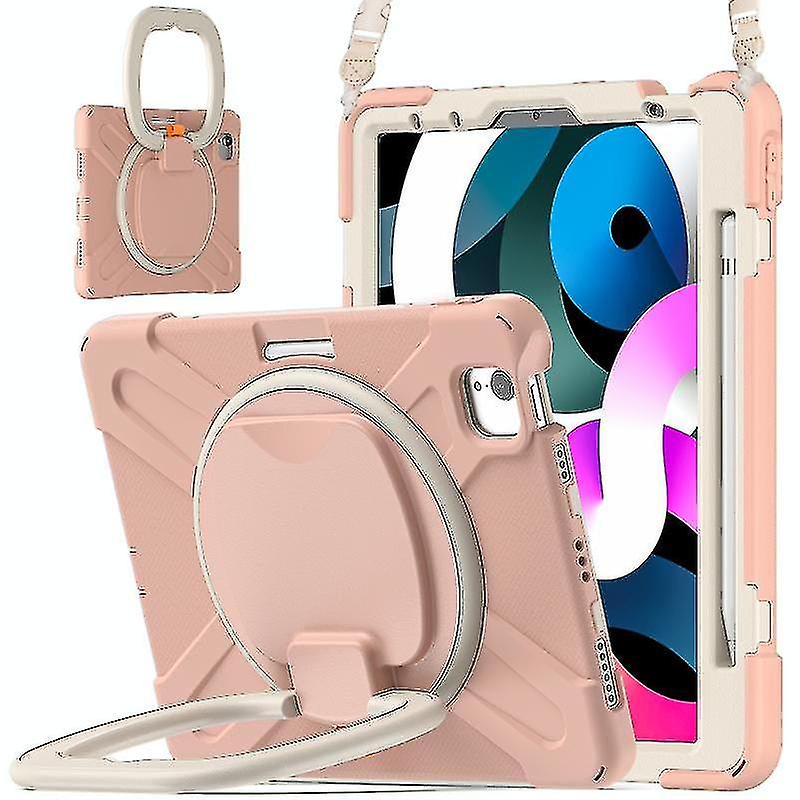 Silicone + Pc Protective Case With Holder & Shoulder Strap For Ipad Air 2022 / 2020 10.9
