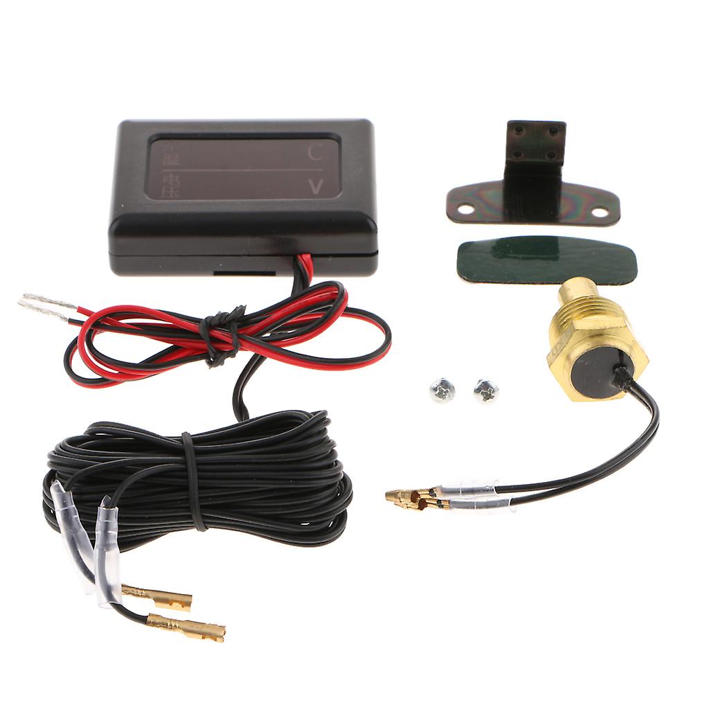 Dc 12v-24v Car Voltmeter And Water Temperature Gauge With Sensor
