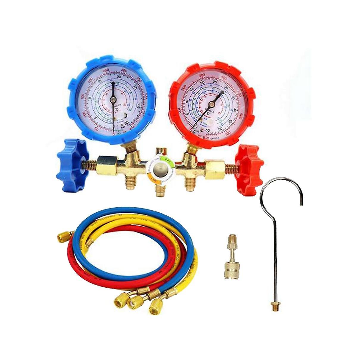 R410A 3 Way AC Diagnostic Manifold Gauge Set for Freon Charging Fits R-404A R-134A Refrigeration Ma