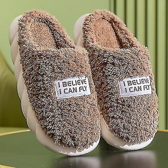 -coton Pantoufles Hiver Accueil Antidérapant Chaud Doux Pantoufles Pour Femmes Hommes Gris Foncé Thsidne 36-37