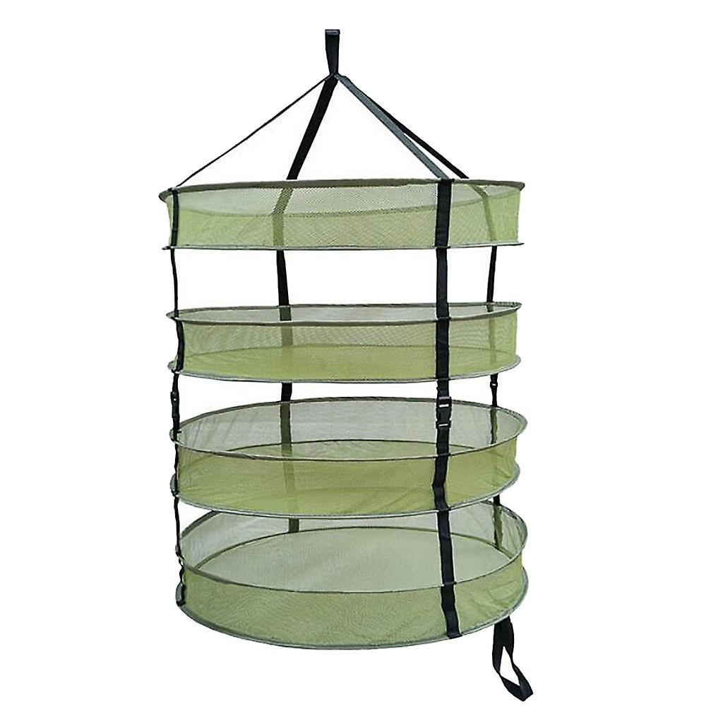 4 Layer 2ft Hanging Mesh Herb Drying Rack Collapsible Green Lightweight