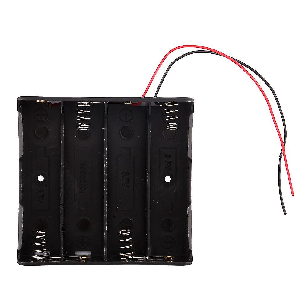 Plastic 18650 Battery Holder Storage Box Case with 6" Wire Leads for 4 Rechargeable Batteries