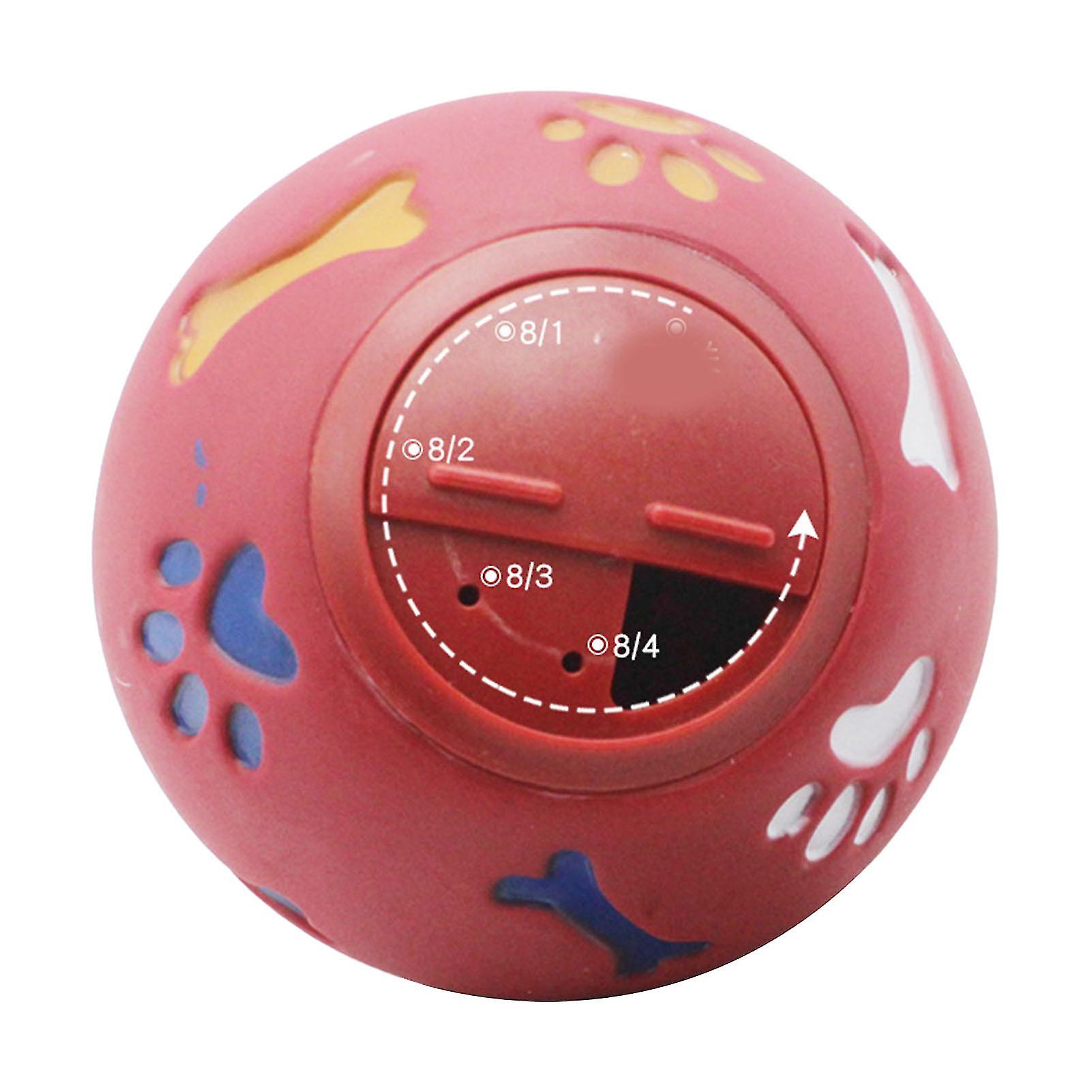 Dog Treat Dispenser Slow Feeder Ball Adjustable Puppy Chew Toy Red Size M 11cm Diameter