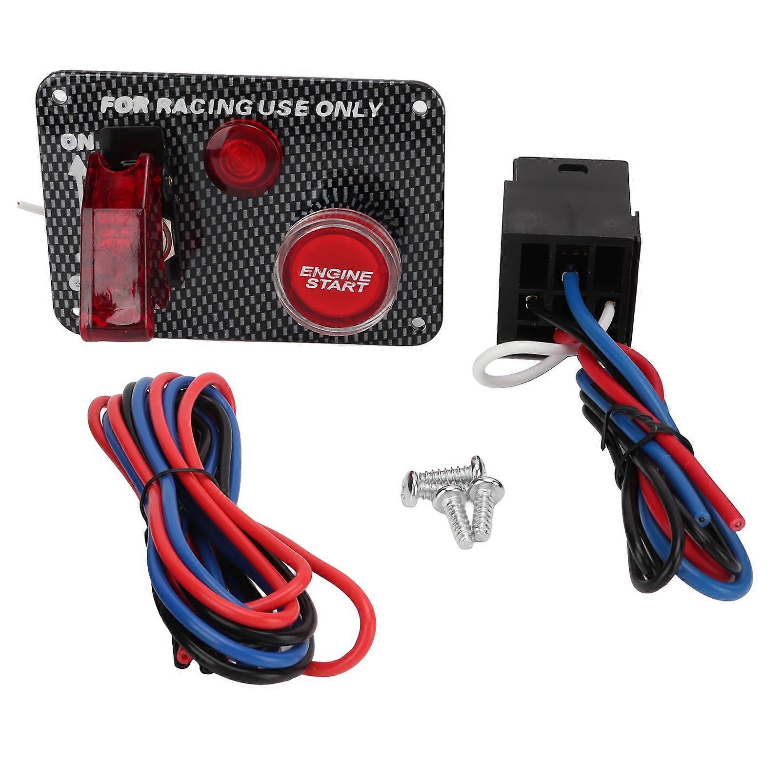 12V 40A Ignition Switch Panel Kit Carbon Fiber Racing Style Aluminum Alloy Universal Automotive