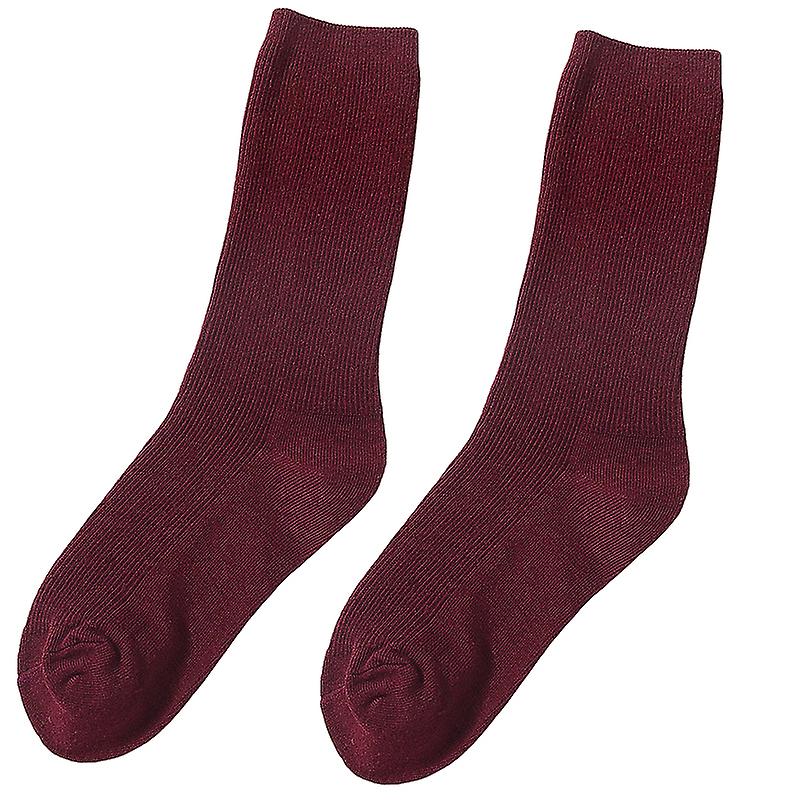 Autumn Winter Solid Color Breathable Cotton Elastic Middle Tube Pile Heap Socks