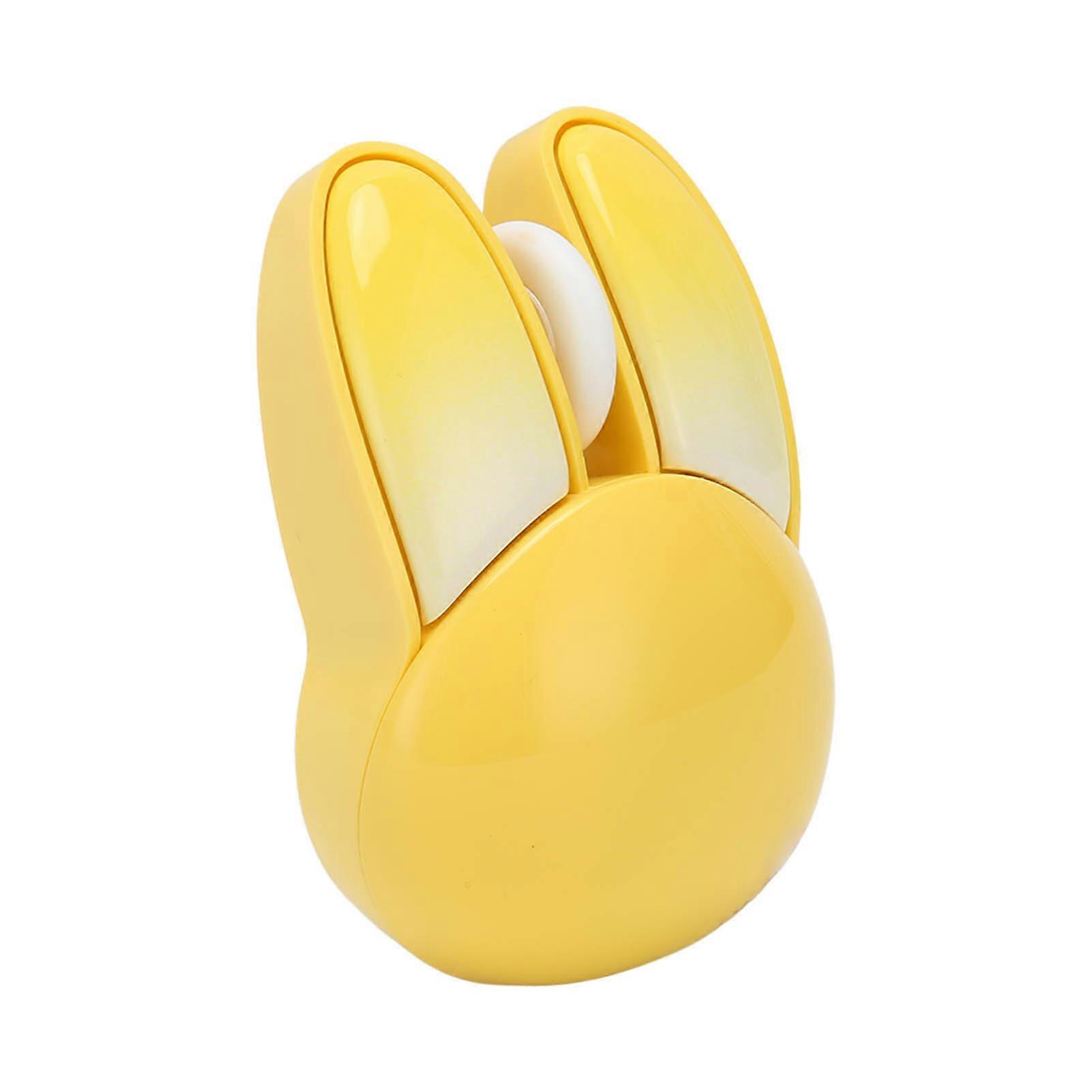 Cute Rabbit Wireless Mouse 2.4G Adjustable DPI Sensitivity 33ft Effective Range Battery Powered Silent Mouse Gaming Mice Yellow 