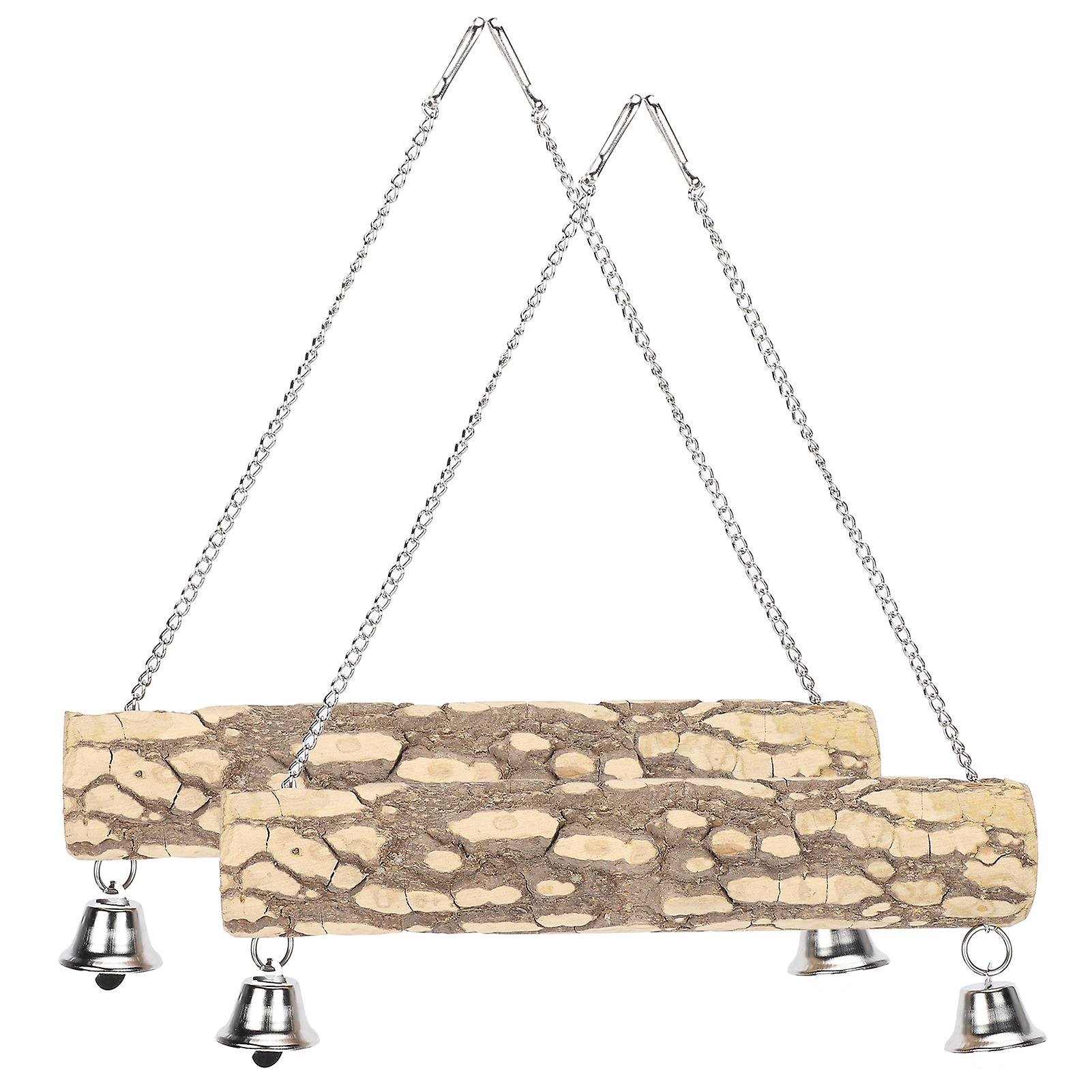 2 Pack Wooden Bird Parrot Swing Toy Safety Chew Bite Play Bench