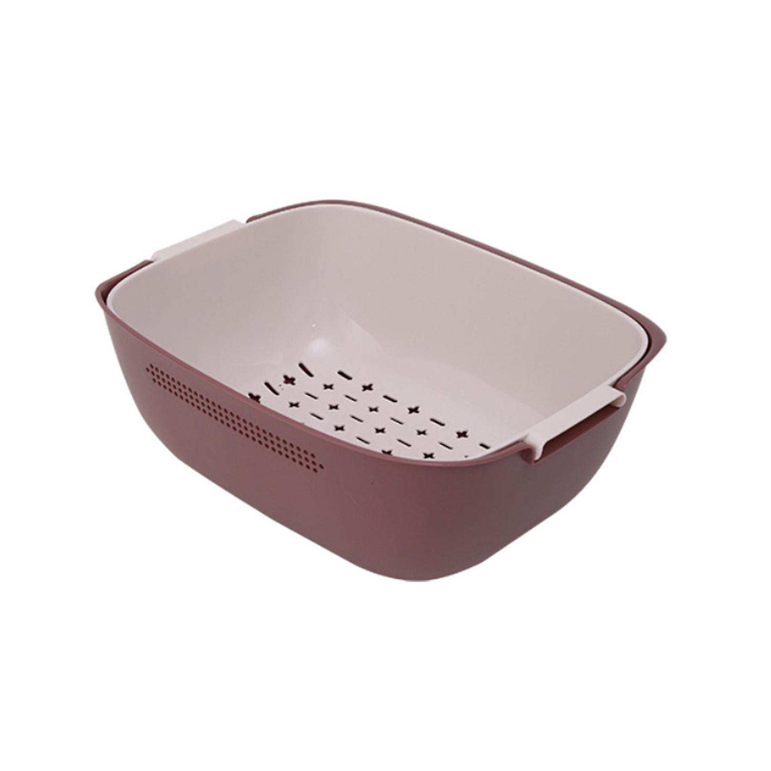 Drain Basket High Capacity Thick Double Layers Small Hole Multi-use Plastic Handle Washing Strainer 