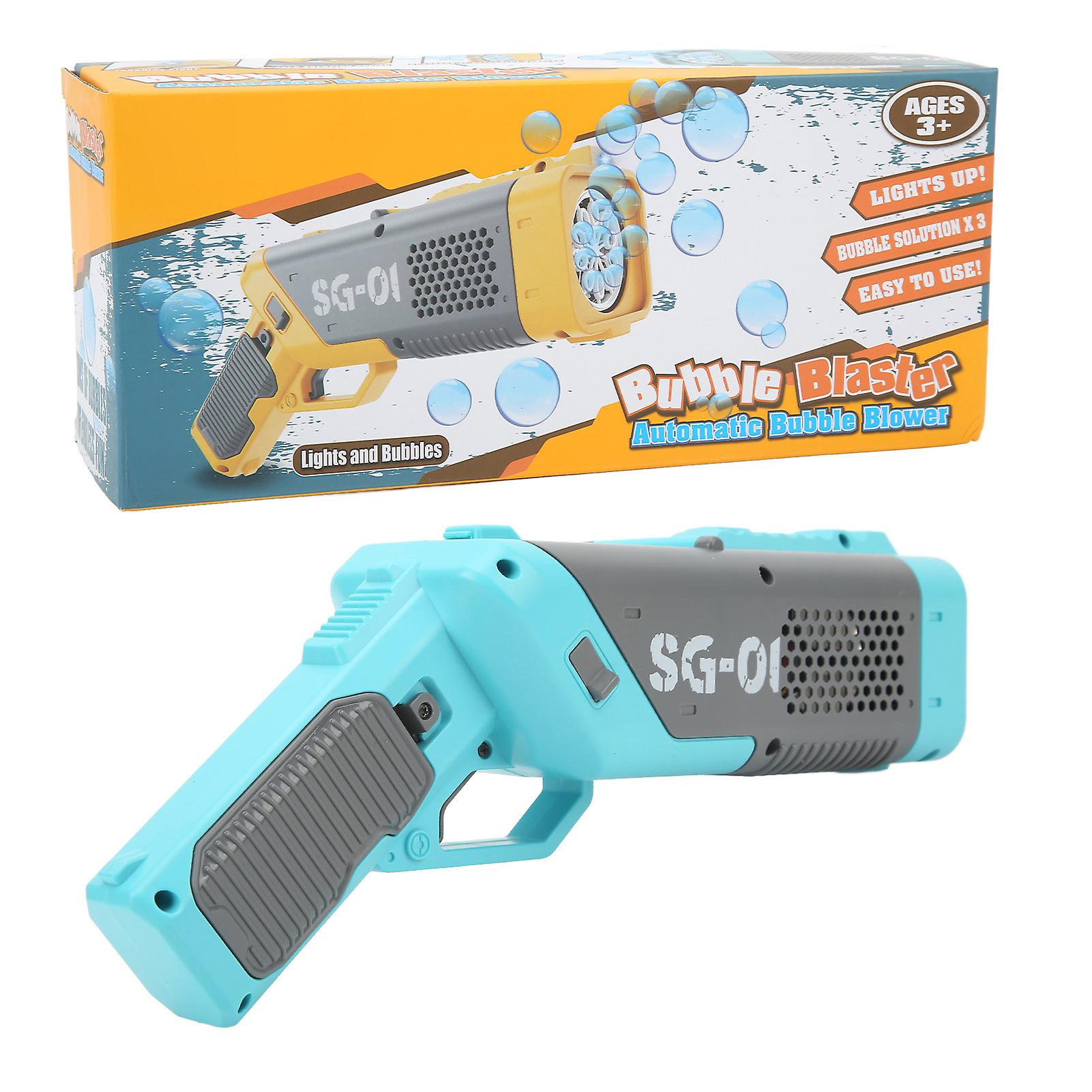 Bubble Machine with Lights Powerful Motor Portable Automatic Bubble Maker for Children Over 3 Years Old for Parties Light Blue