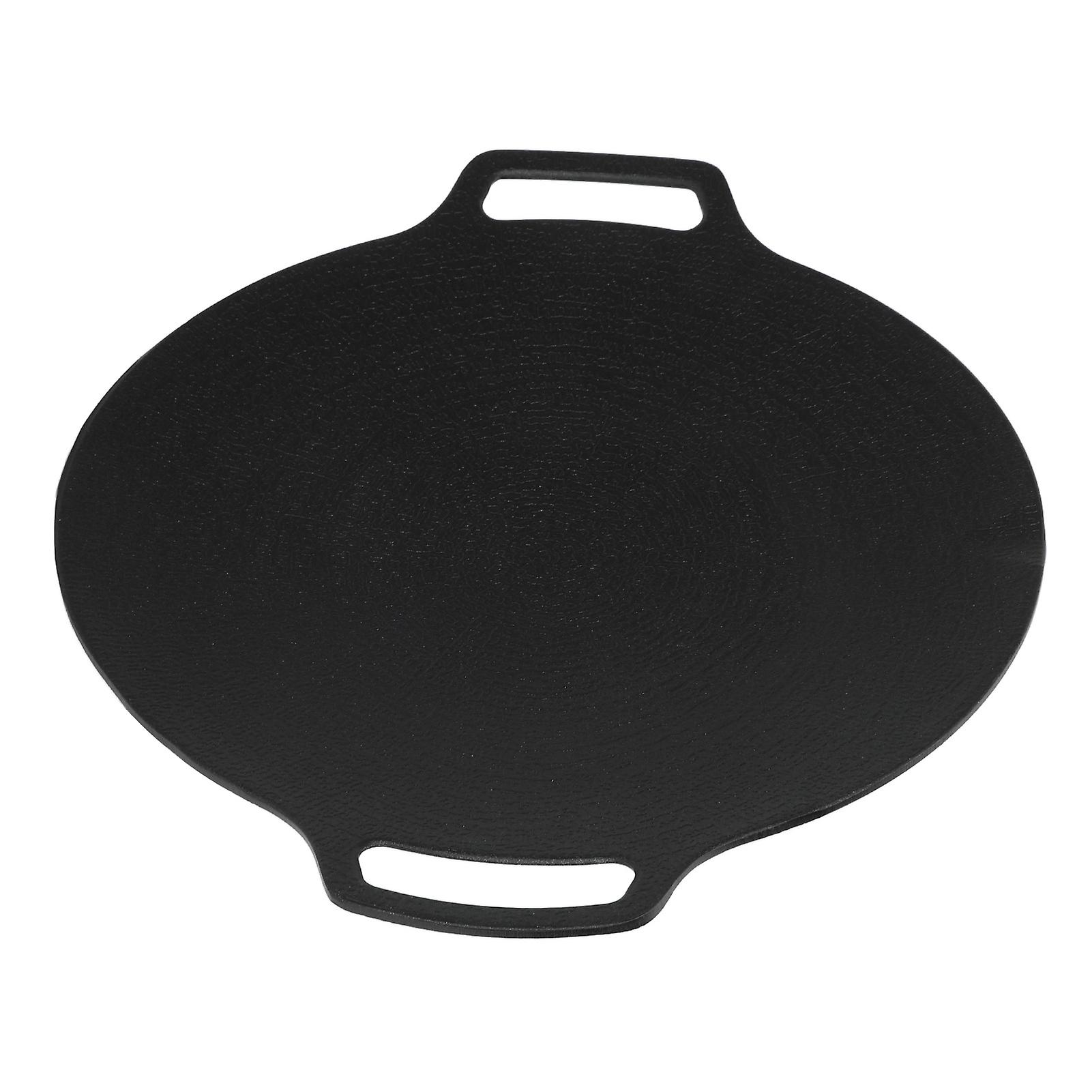 Korean Grill Pan with Non Stick 6 Layer Coating for Gas Cooker Round Double Handle BBQ Griddle for Outdoor Camping 36cm/14.2in