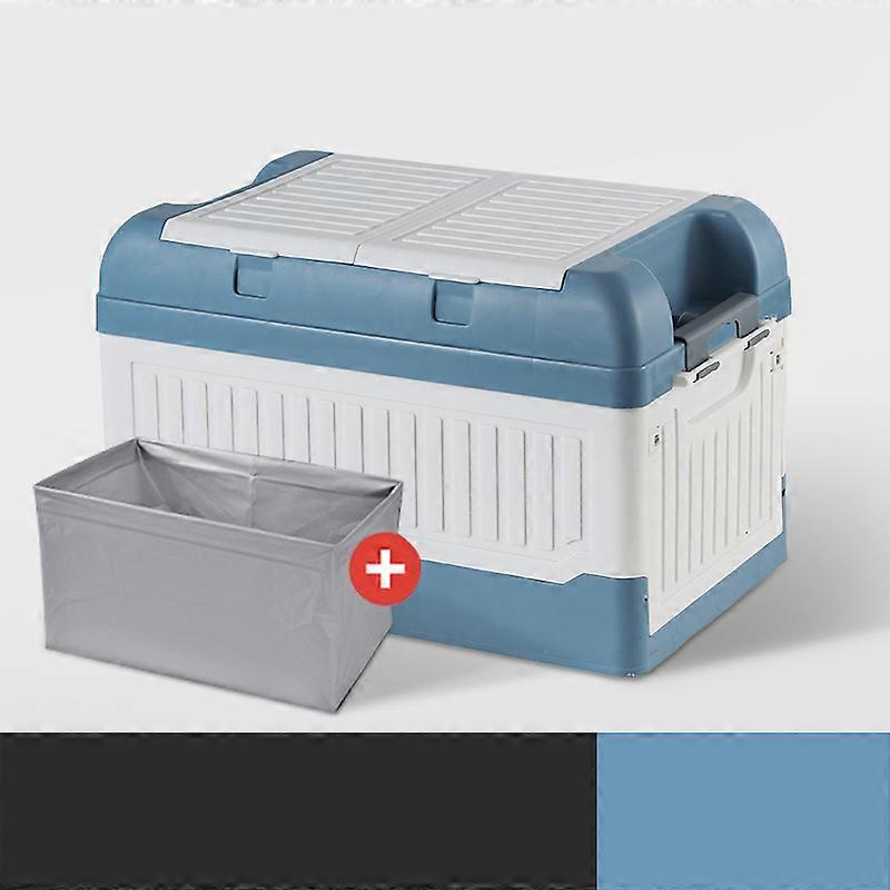 Collapsible trunk storage box with 2 lids and waterproof bag