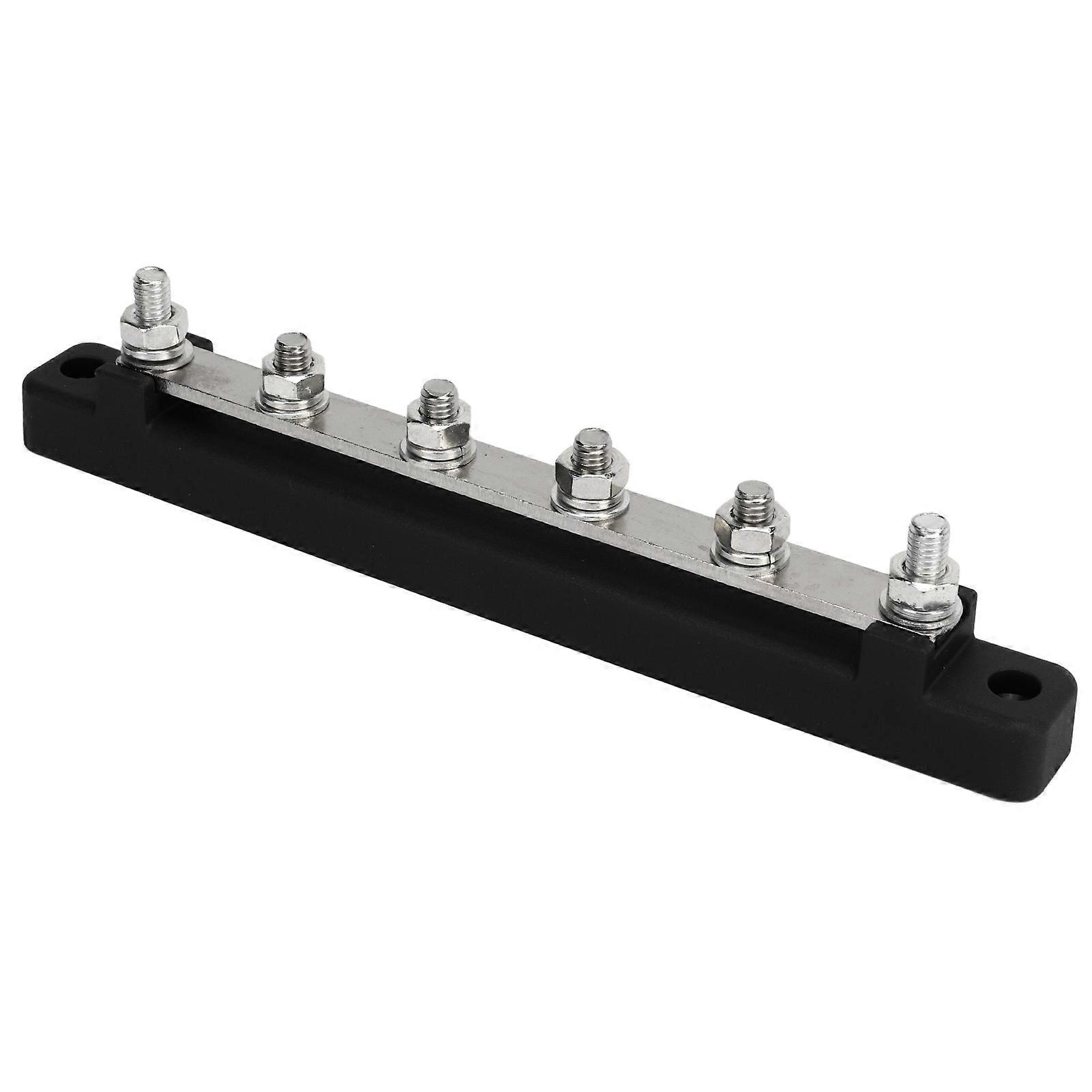 Power Distribution Block M6 Screw 6 Terminal Bus Bar DC 12V‑48V 150A for Automobile Boat Black