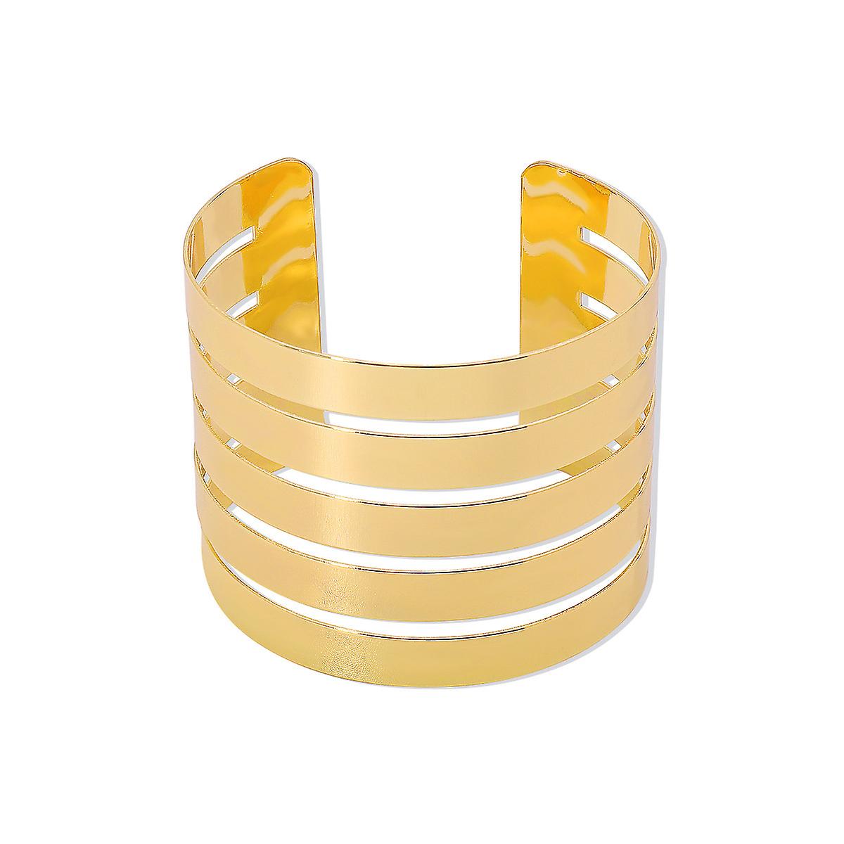 B2394 Fashion Exaggerated Glossy Wide Version Hollow Geometry Bracelet Cross-Border Personalized Cold Style Opening Bracelet