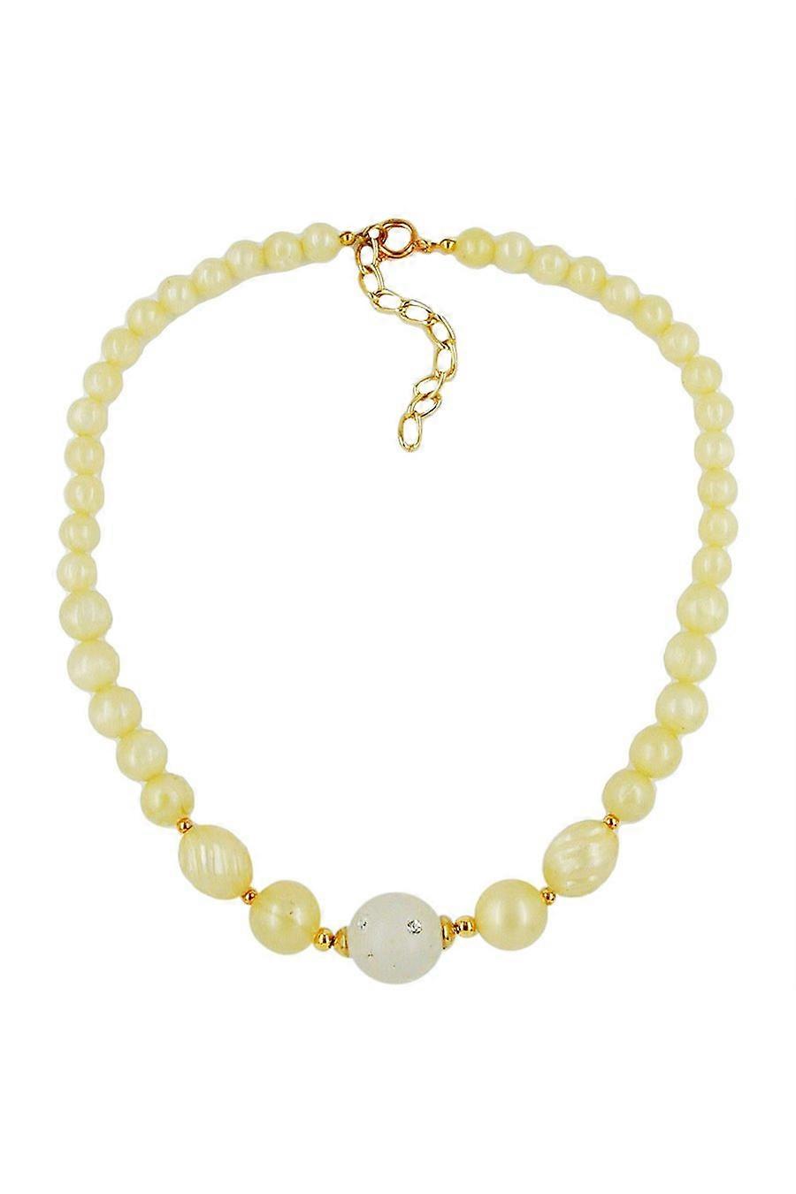 Necklace Yellow Tone Transparent Bead - Gl04032