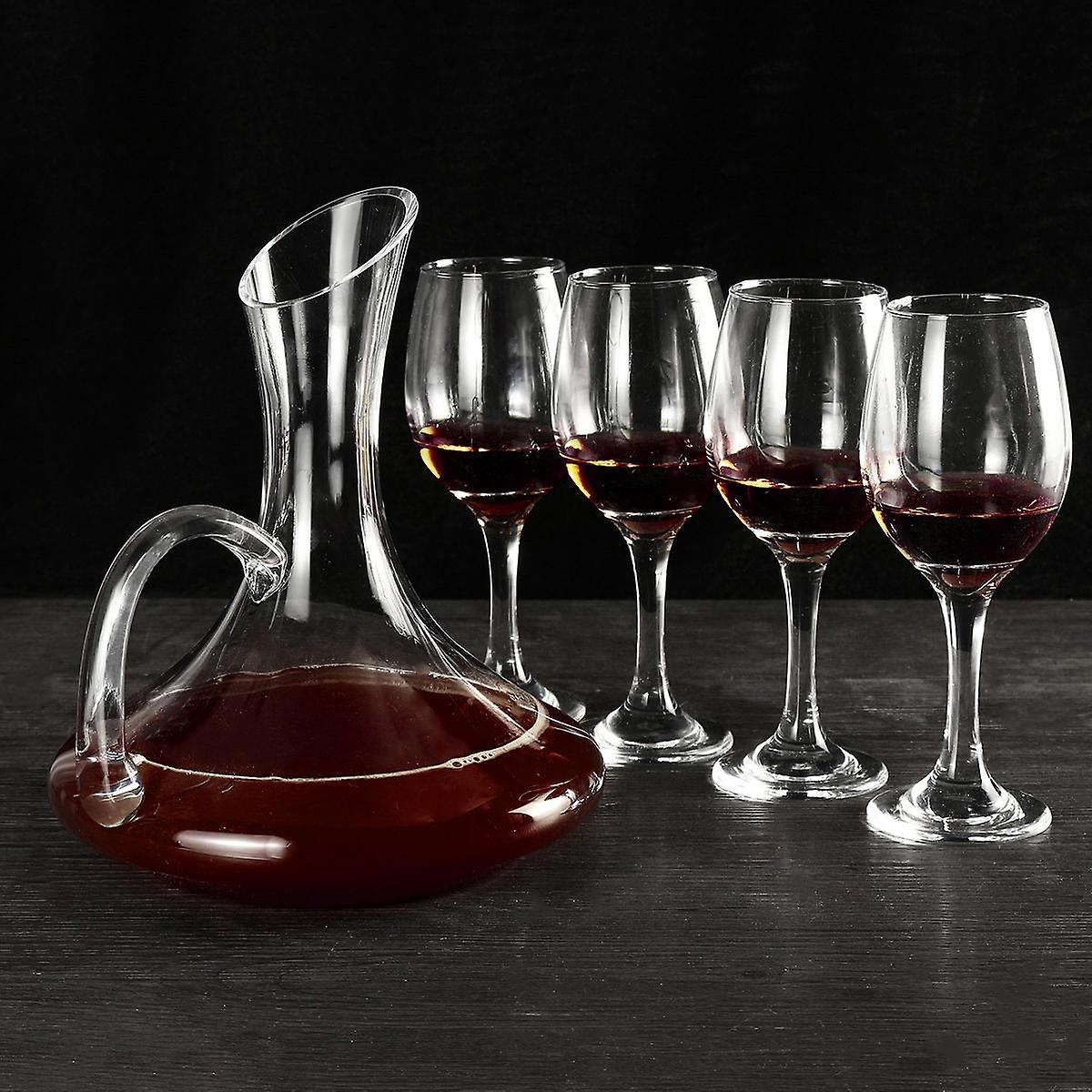 1700Ml Crystal Glass Decanter And 4 Cups Elegant Pourer Carafe Lead-free Gift Table Aerator Carafe
