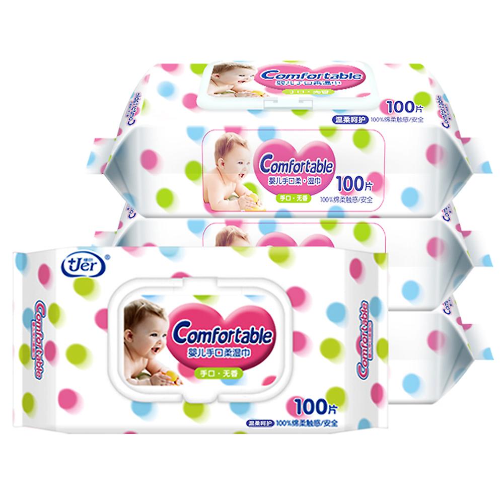 100Pcs Baby Soft Wet Tissue No Additives Hand Mouth Cleaning Wet Wipes