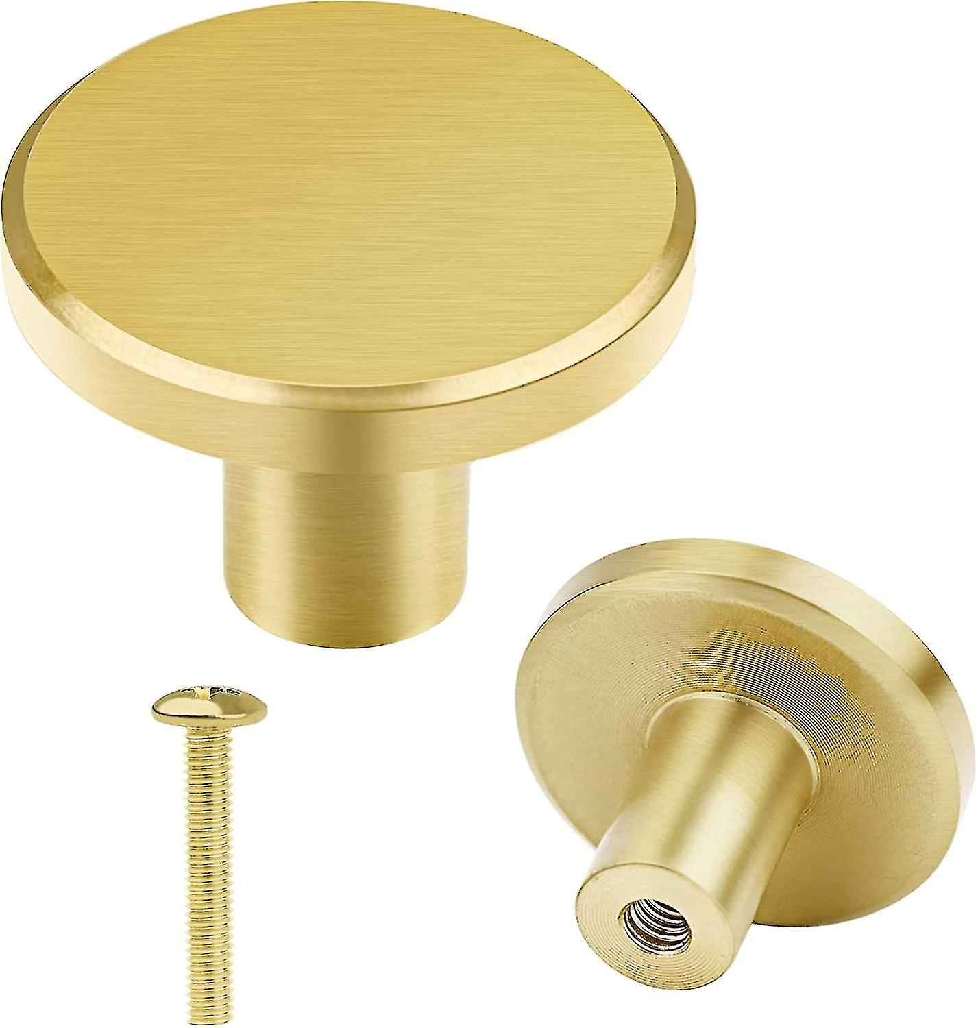 Solid Brass Cabinet Knobs - Set of 8 Round Drawer Pulls and Door Handles for Kitchen
