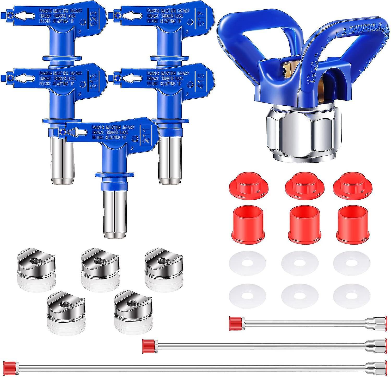 9 Pieces Paint Sprayer Airless Reversible Spray Tip Nozzles Paint Spray Tips Airless Sprayer Nozzles And Airless Sprayer Gun Tip Extension With Red Gu