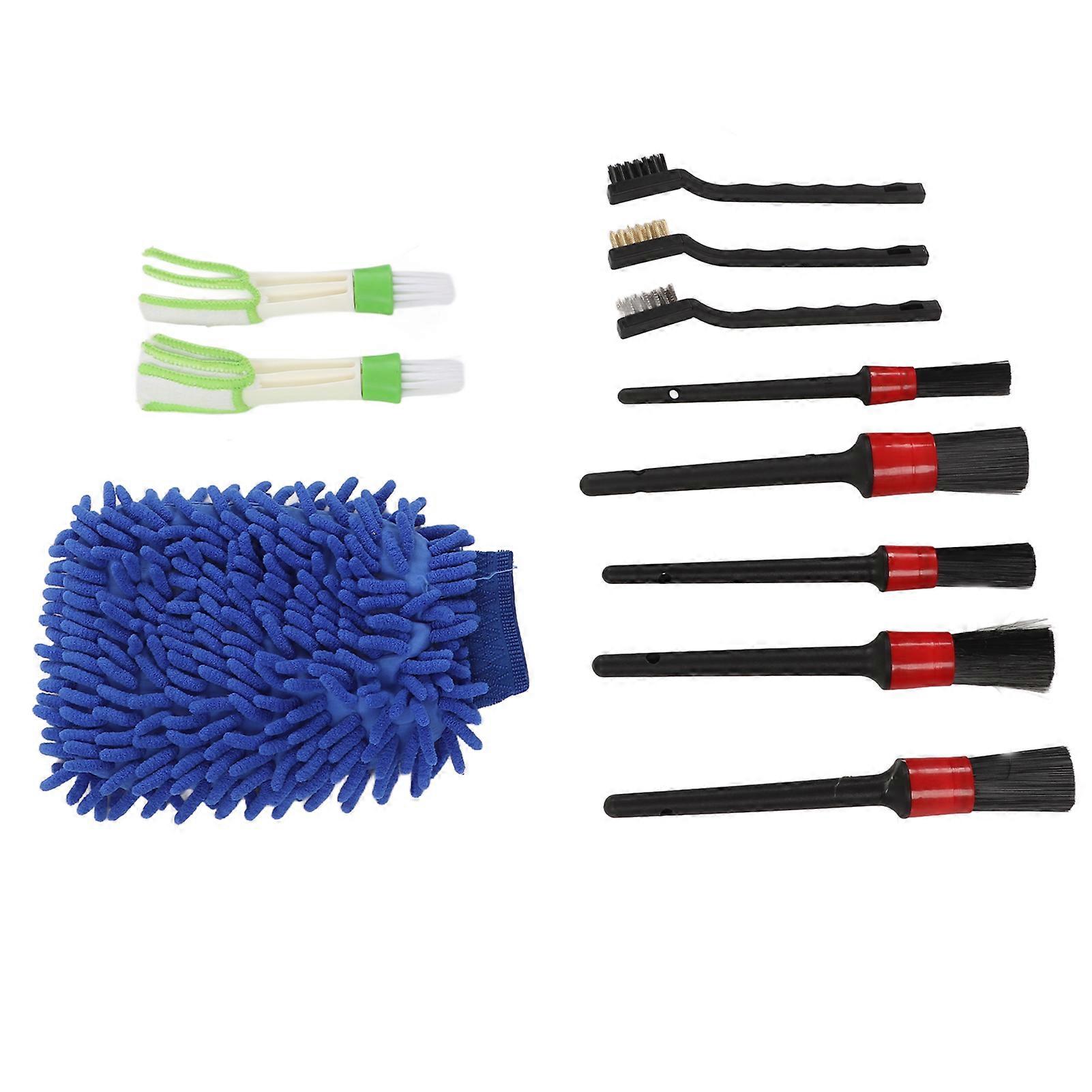Car Cleaning Brush Set: 11PCS Interior Exterior Detailing Tools - Blue