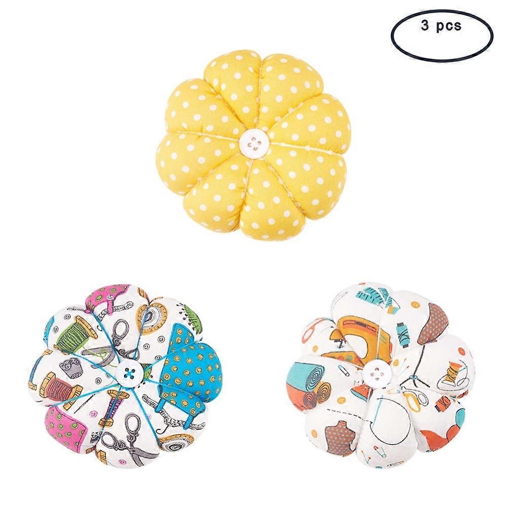 1set Cloth Needle Pin Cushions with Cotton and Rubber Flower Mixed Color
