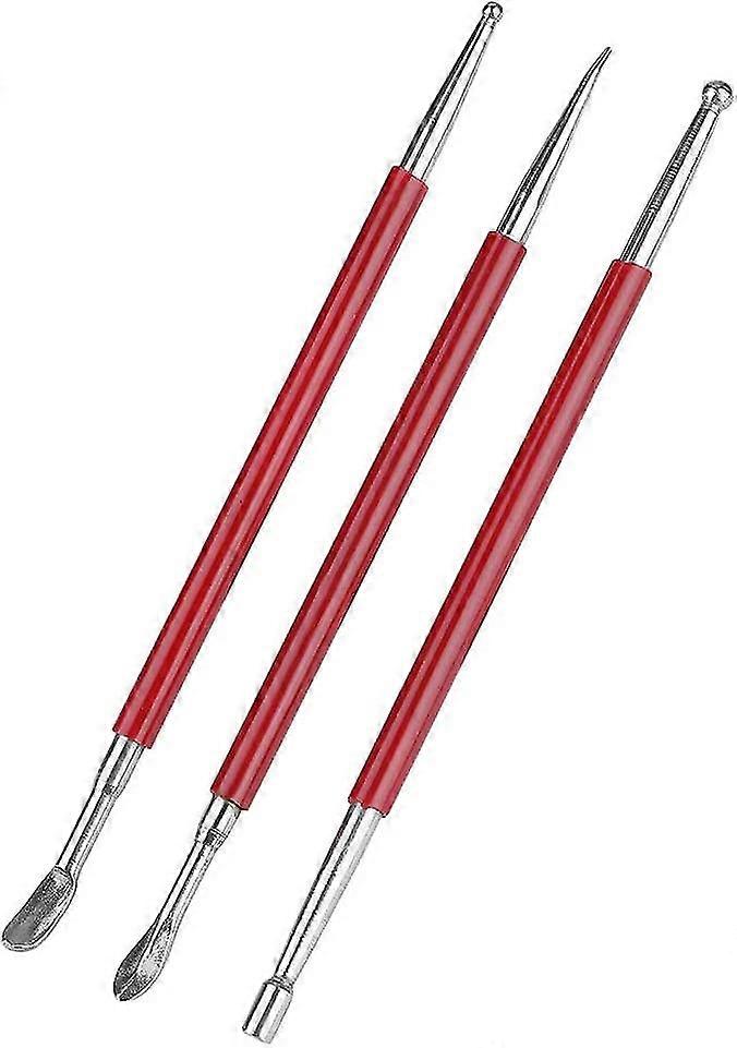 Leather Craft Tools Carving Pen Tool Modeling Patchwork Embossing Spoon Carving Tool Set Dotting Tool (red) (3pcs)