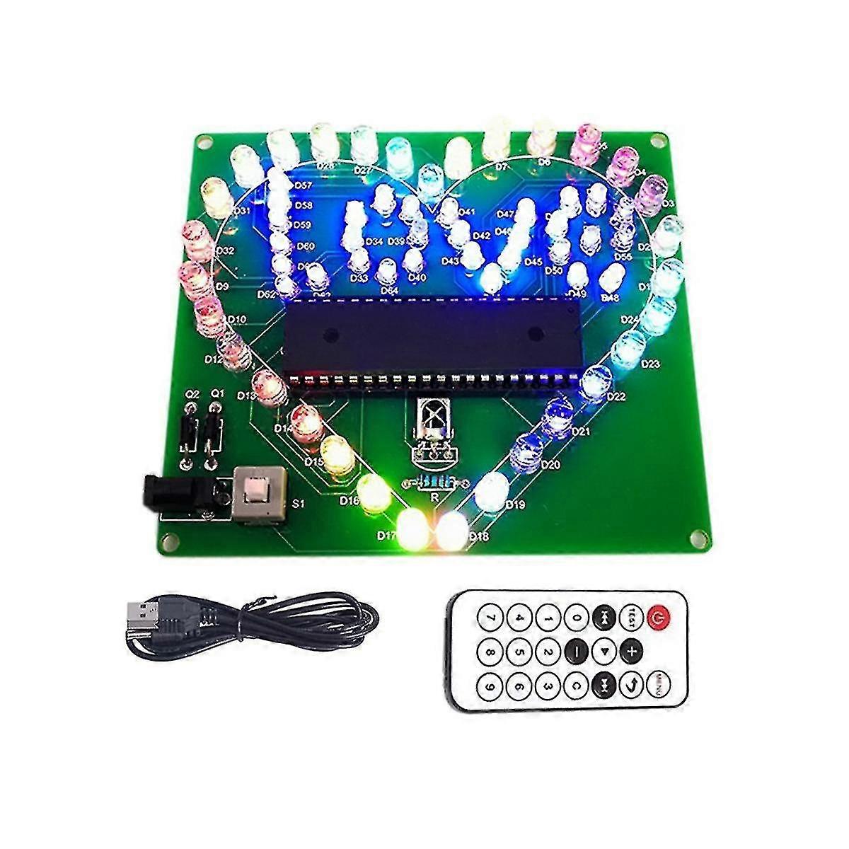Diy Electronic Kit Colorful Led Flash Love Heart Remote Control Soldering Project 's Gift W-dt_Sep