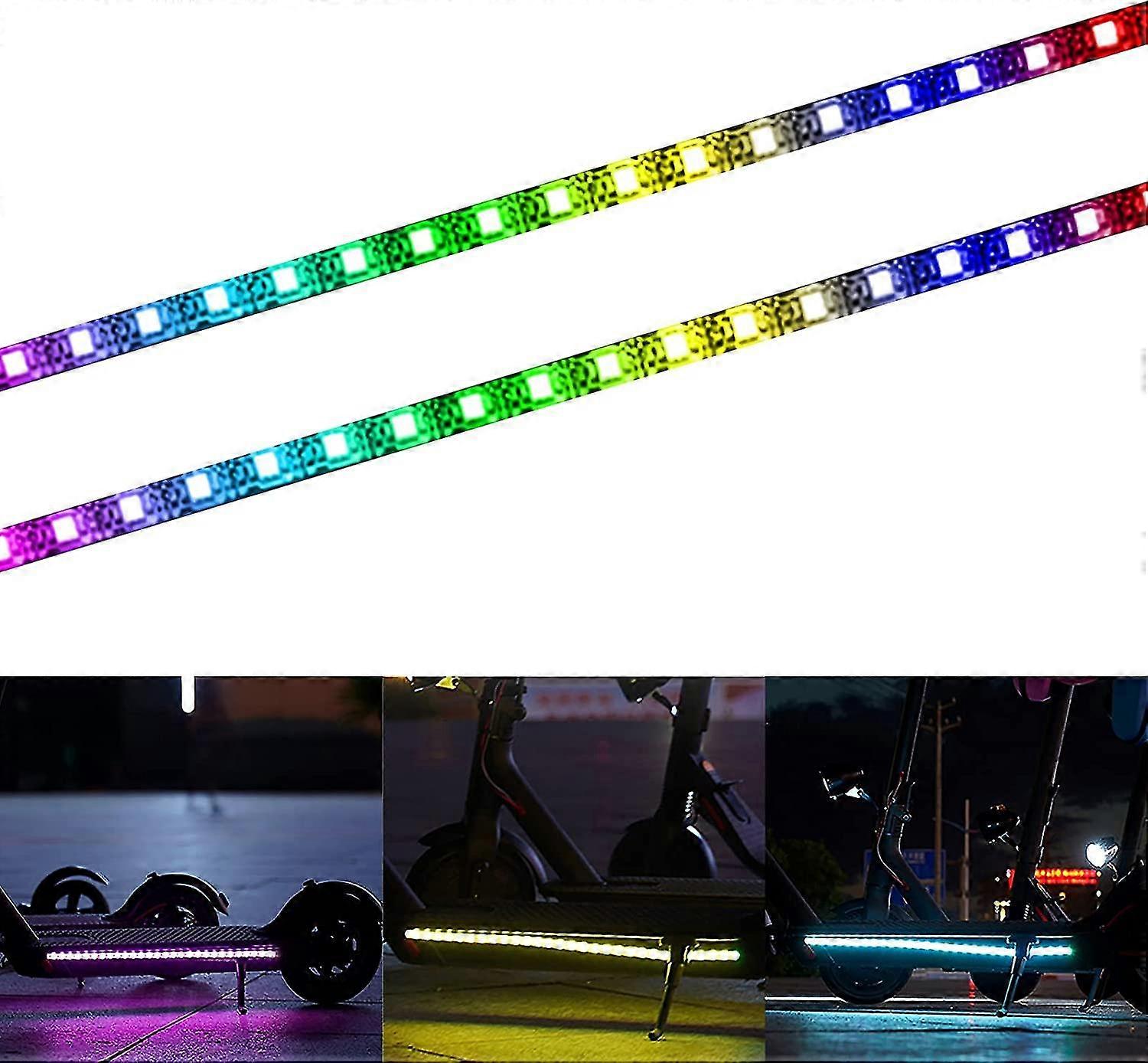 Ηλεκτρικό μηχανικό δίκυκλο οδήγησε φως λουρίδων, 2 πακέτα νύχτα ποδηλασία πτυσσόμενα πολύχρωμα λαμπτήρα αδιάβροχα διακοσμητικά εξαρτήματα ασφαλείας Skateboard για Xiaomi M365/pro